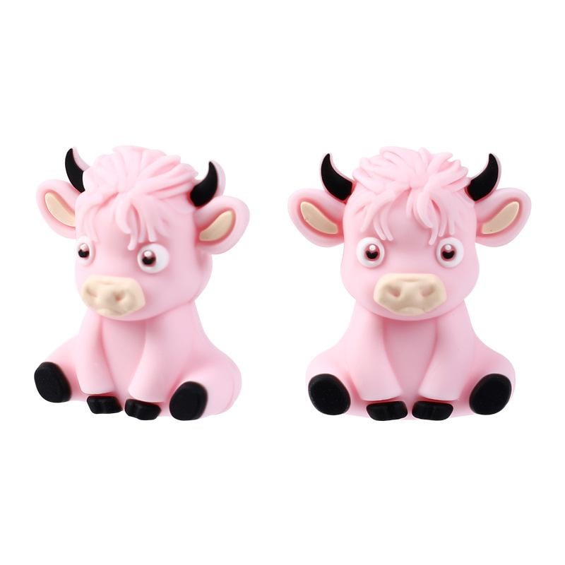 3D Highland Cow Silicone Beads, Western Cow Focal Beads, Animal Themed Beads, Chunky Beads, Silicone Loose Beads #612