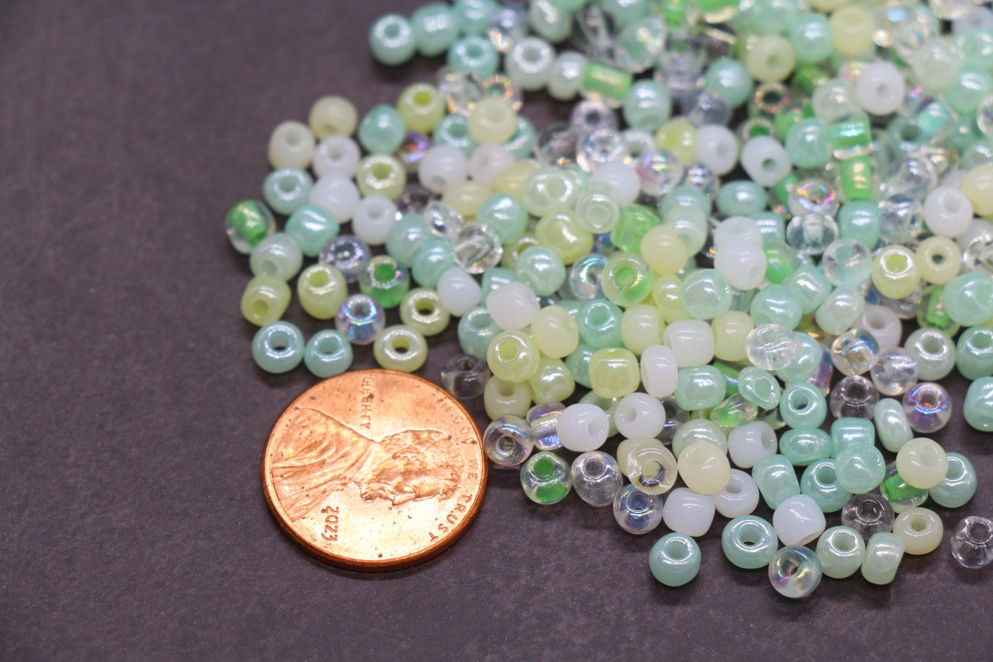 Mix Creamy Green Glass Seed Beads, Size 4mm 6/0 Glass Seed Beads, Mix Seed Beads, Rocailles Beads, Bracelet Beads #3674