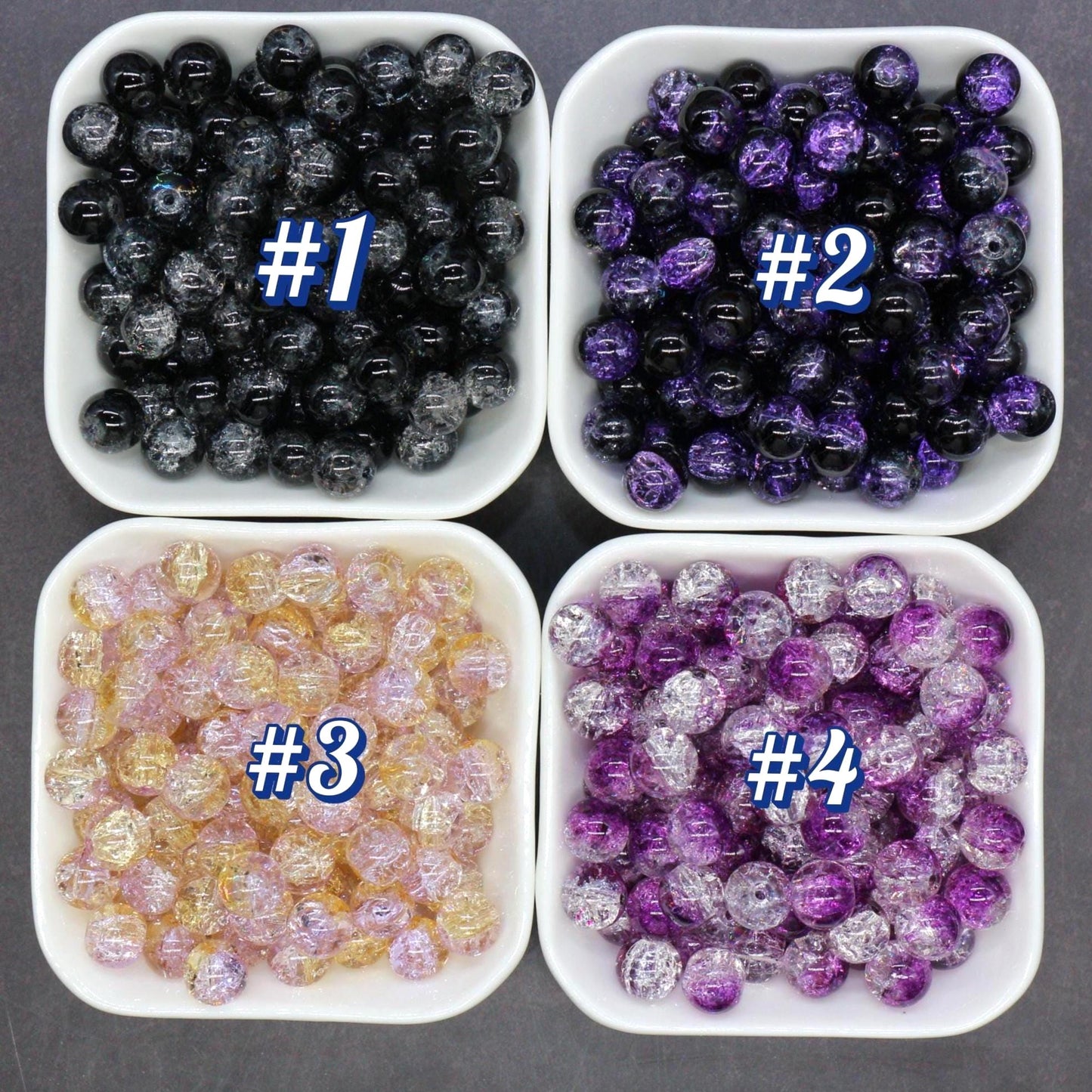 10mm Crackled Glass Beads, Cracked Beads for Jewelry Making, Boho Crafts, DIY Bracelets & Necklaces