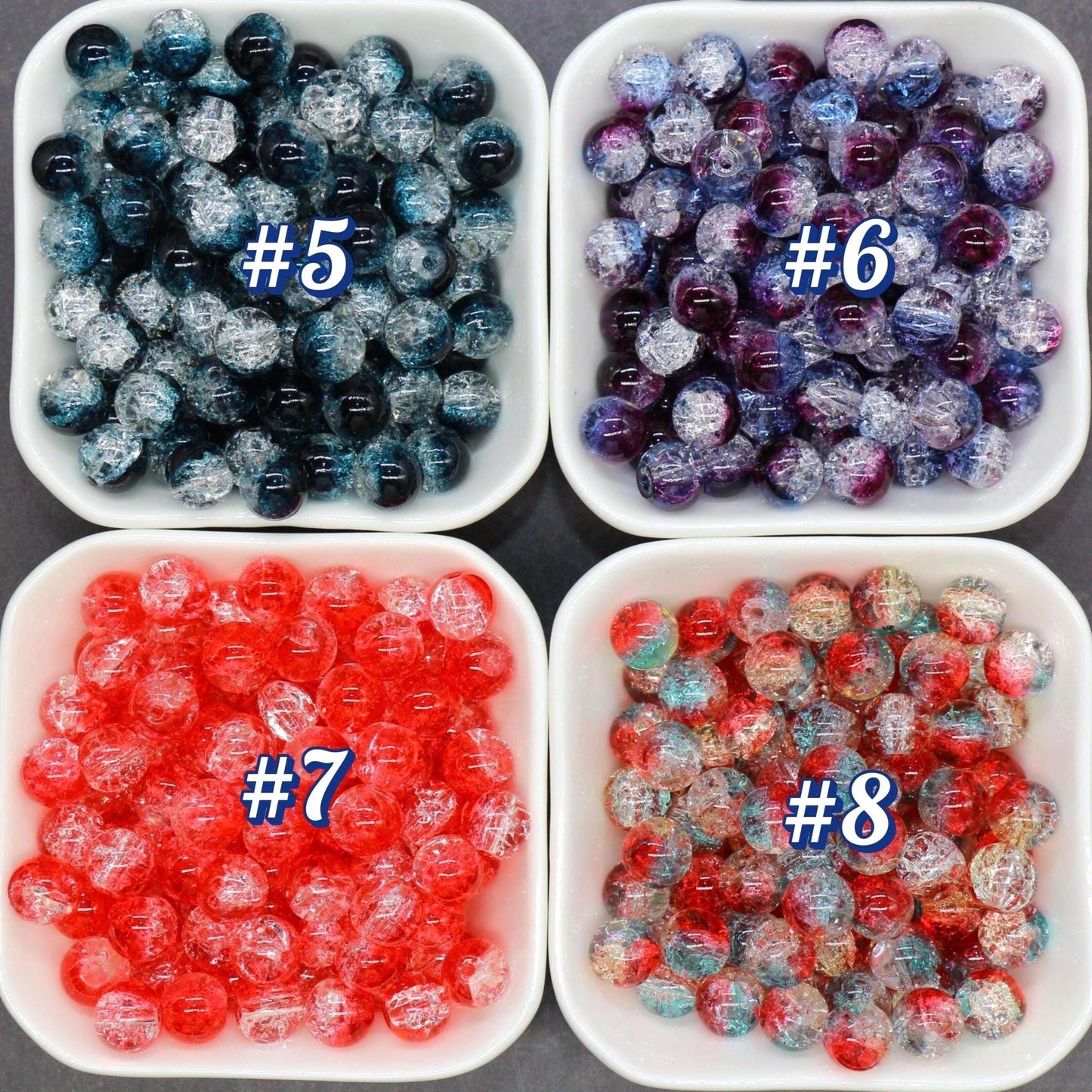 10mm Crackled Glass Beads, Cracked Beads for Jewelry Making, Boho Crafts, DIY Bracelets & Necklaces