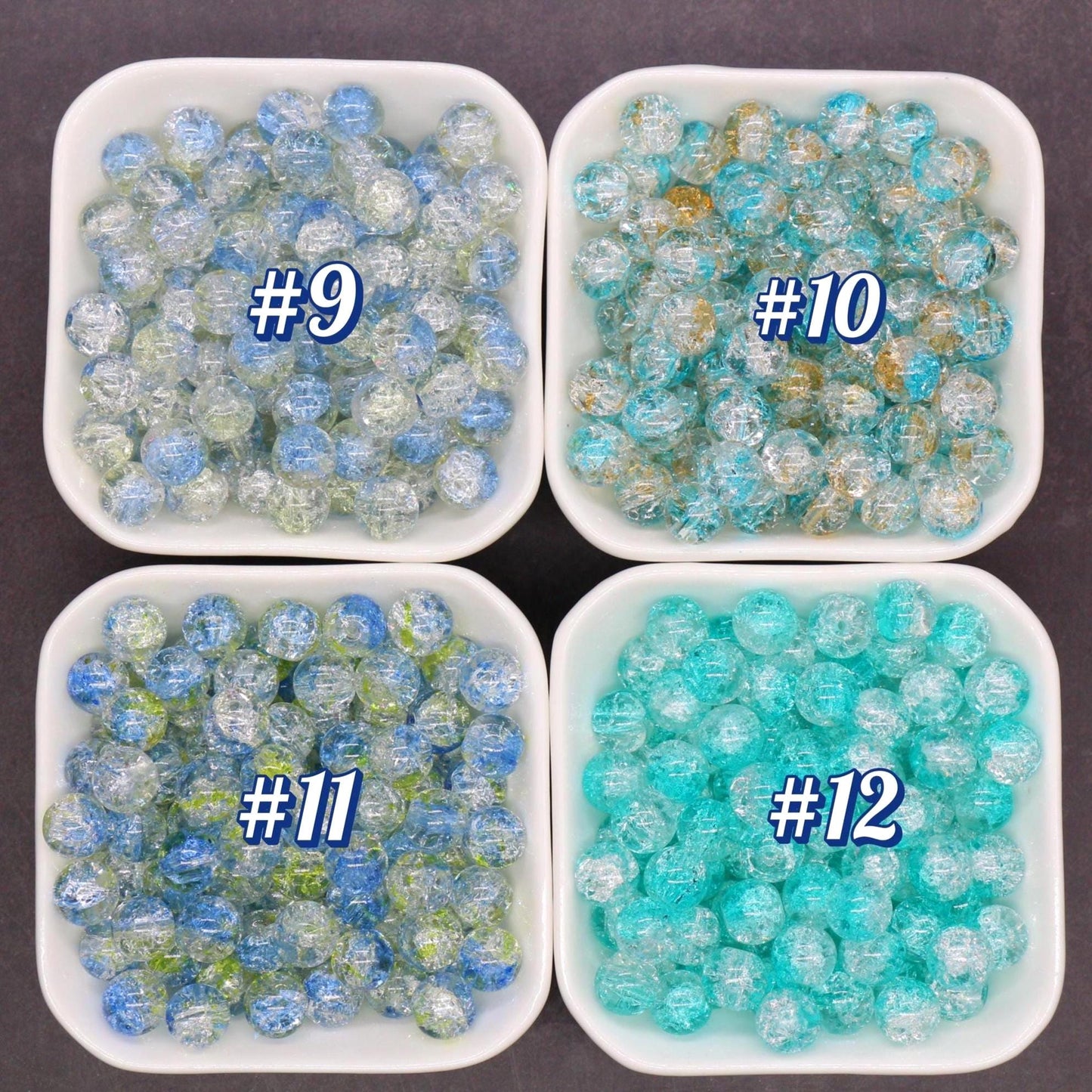 10mm Crackled Glass Beads, Cracked Beads for Jewelry Making, Boho Crafts, DIY Bracelets & Necklaces
