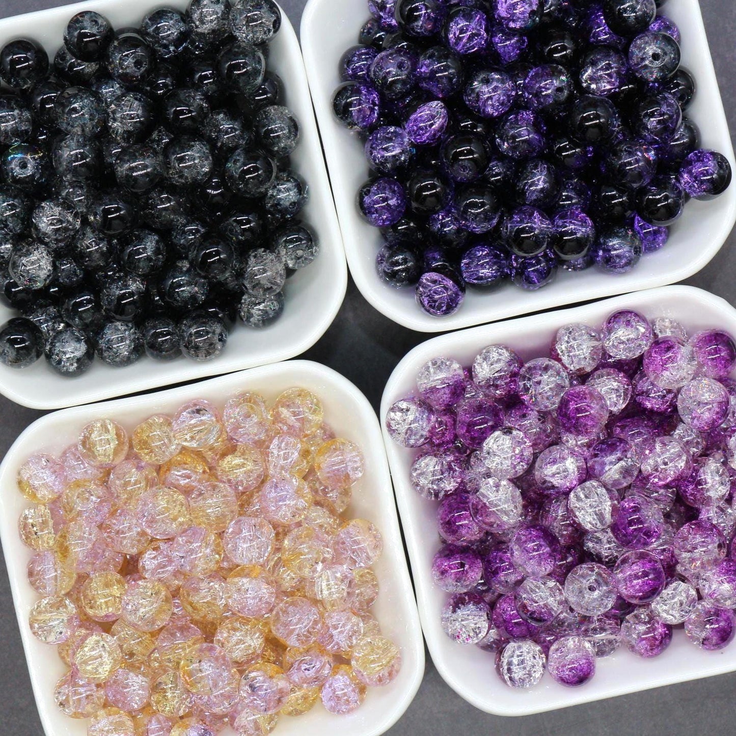 10mm Crackled Glass Beads, Cracked Beads for Jewelry Making, Boho Crafts, DIY Bracelets & Necklaces