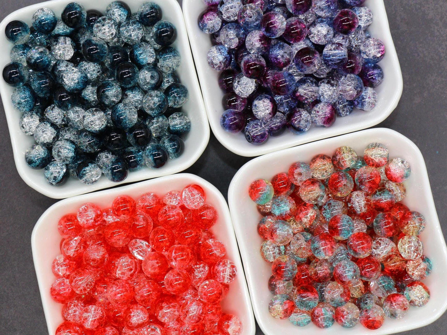 10mm Crackled Glass Beads, Cracked Beads for Jewelry Making, Boho Crafts, DIY Bracelets & Necklaces