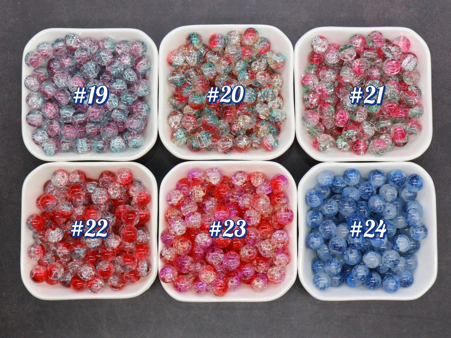 10mm Crackled Glass Beads, Cracked Beads for Jewelry Making, Boho Crafts, DIY Bracelets & Necklaces
