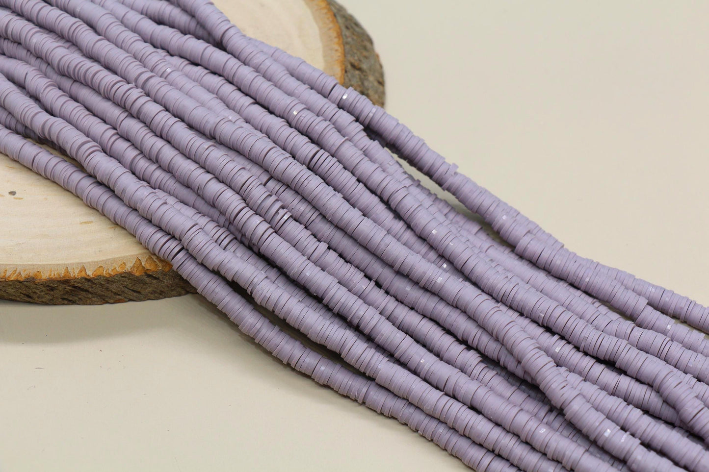 Lavender Ash Heishi Beads 6mm Purple Polymer Clay Disc Beads African Vinyl Full Strand #248