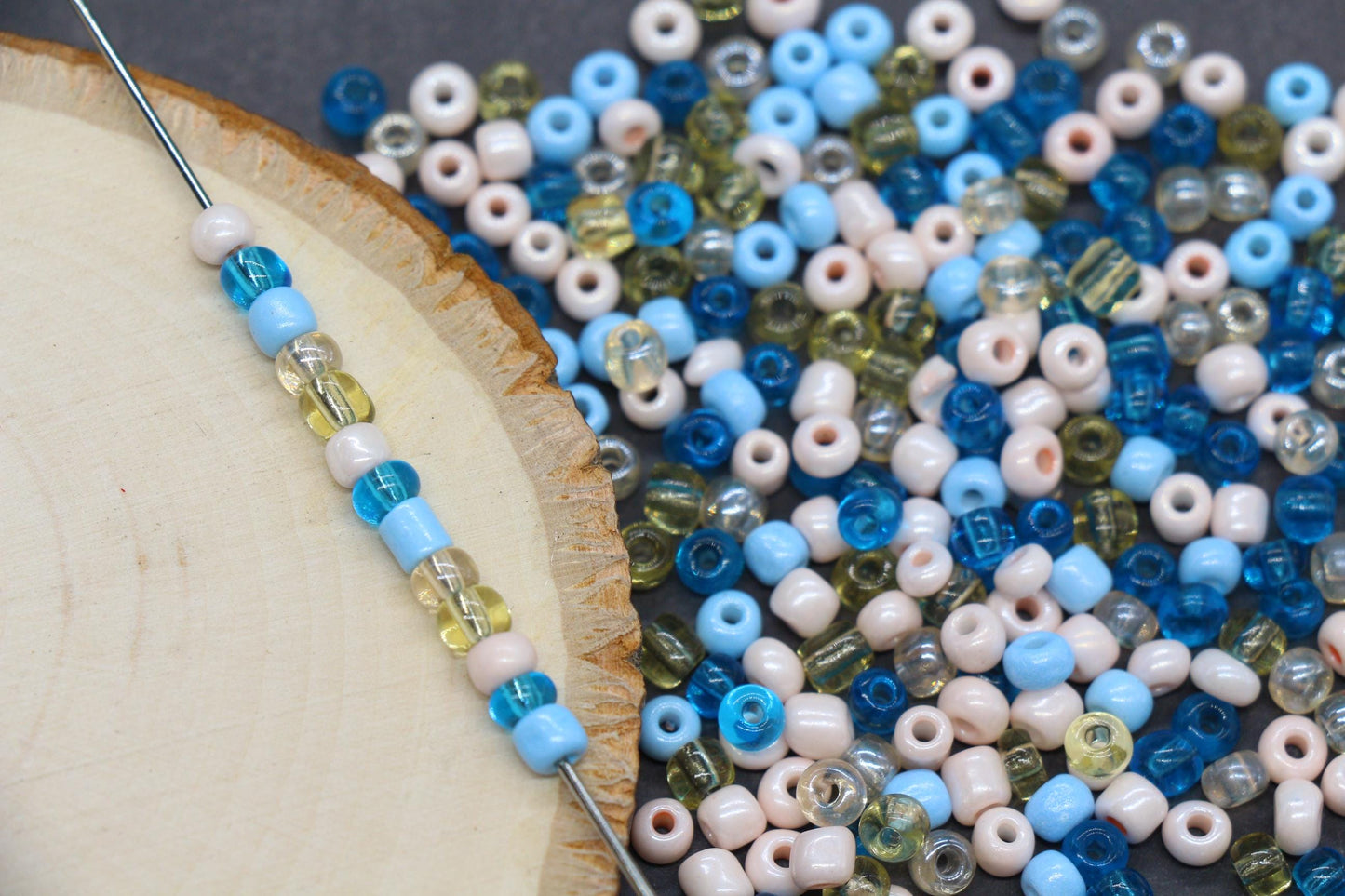 Mix Glass Seed Beads, Size 4mm 6/0 Glass Seed Beads, Blue and Pink Mix Seed Beads, Rocailles Beads, Bracelet Beads #3662