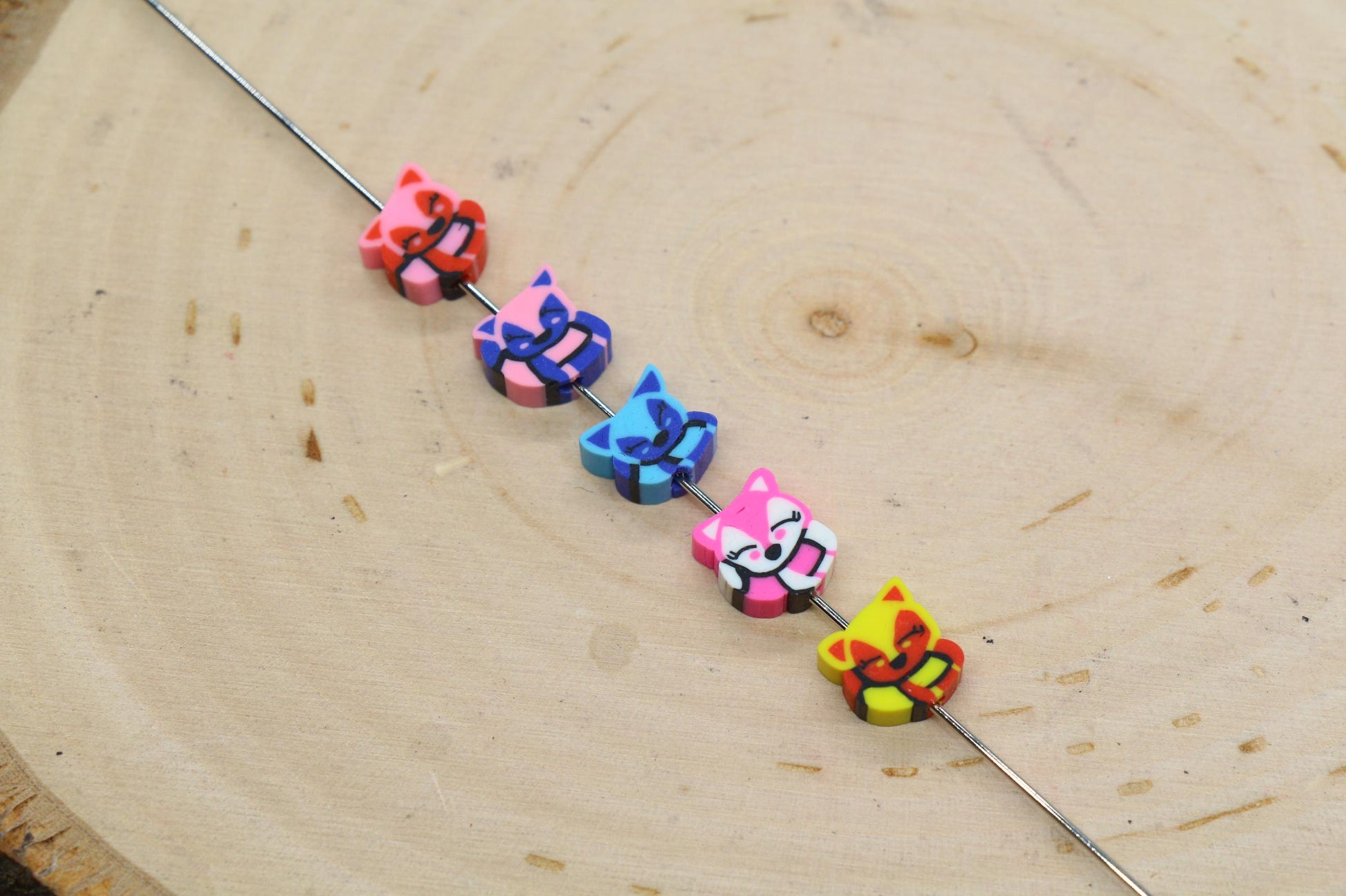 Fox Polymer Clay Beads, Kawaii Fox Clay Beads, Woodland Animal Beads, Handmade Jewelry Beads for Bracelets, Necklaces and Crafting #296