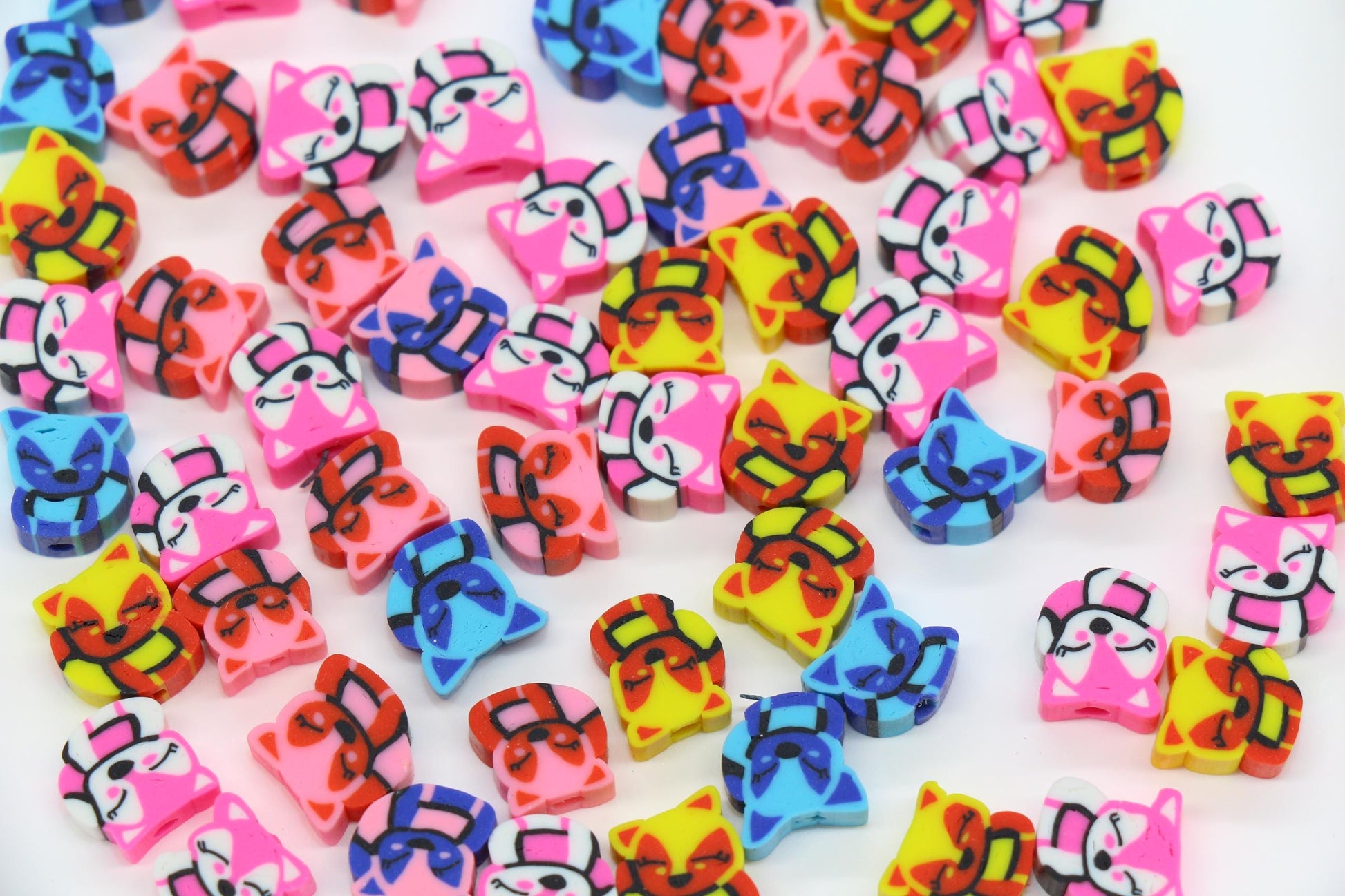 Fox Polymer Clay Beads, Kawaii Fox Clay Beads, Woodland Animal Beads, Handmade Jewelry Beads for Bracelets, Necklaces and Crafting #296