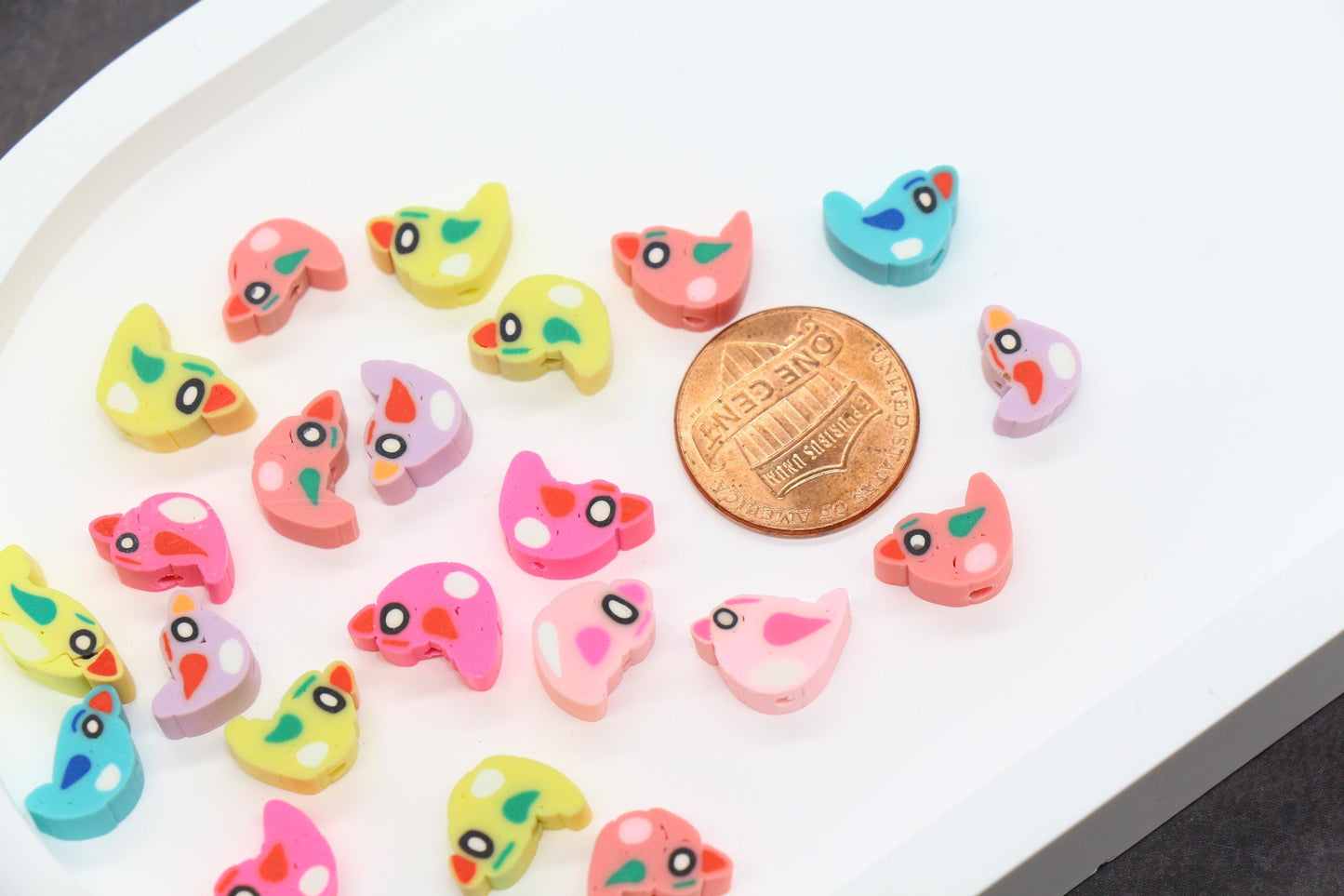 Mix Color Bird Polymer Clay Beads, Handmade Bird Charm Beads, Cute Animal Clay Beads for Jewelry Making, Bracelet Charms, Kids Crafts #953