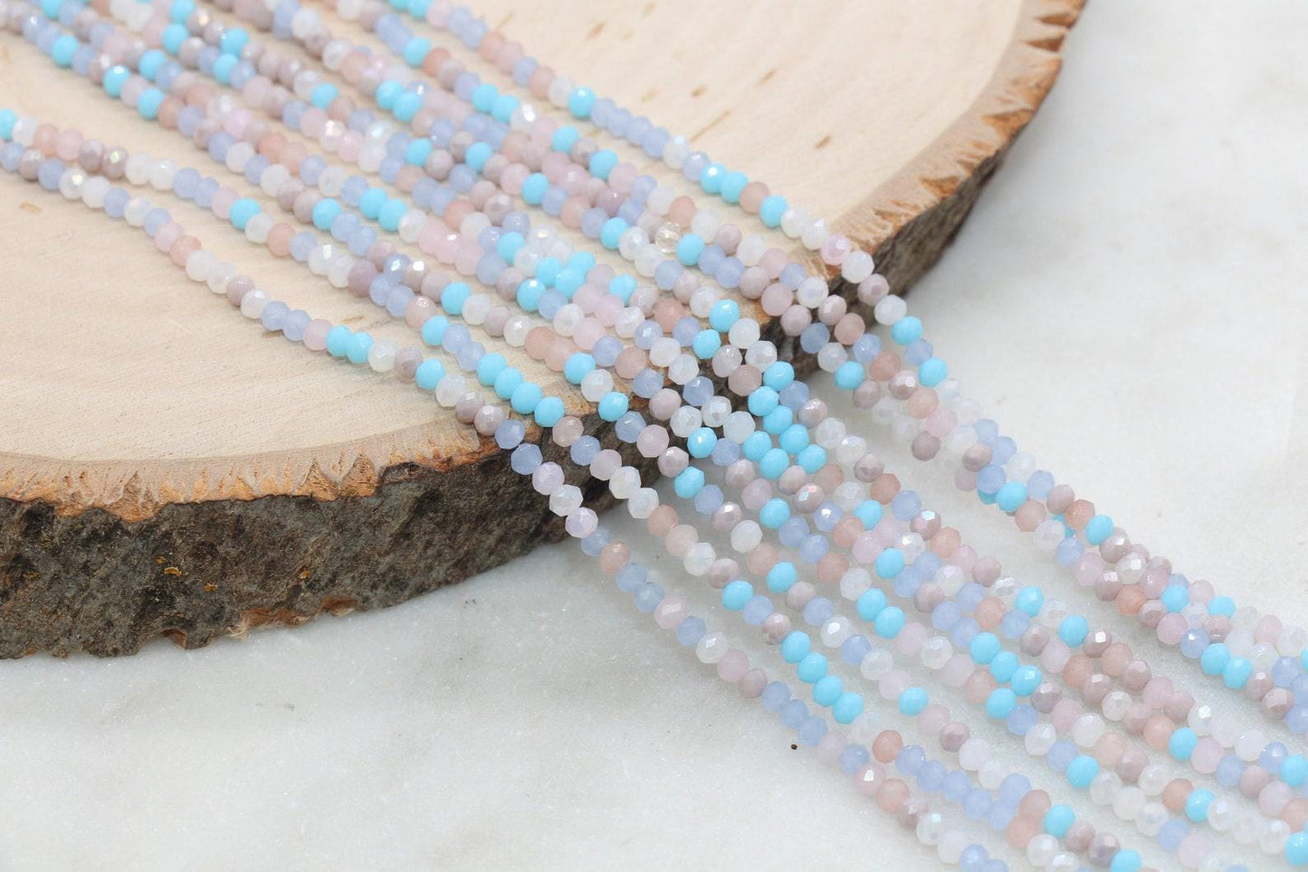 3mm Faceted Glass Seed Beads Full Strand, Mixed Colors for Jewelry Making, Bracelet Beads & Craft Supplies