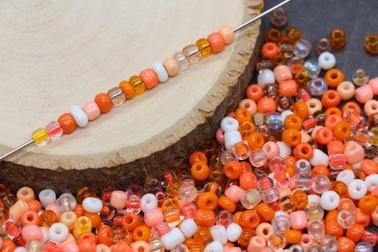 Mix Orange Glass Seed Beads, Size 4mm 6/0 Glass Seed Beads, Mix Seed Beads, Rocailles Beads, Bracelet Beads #3689