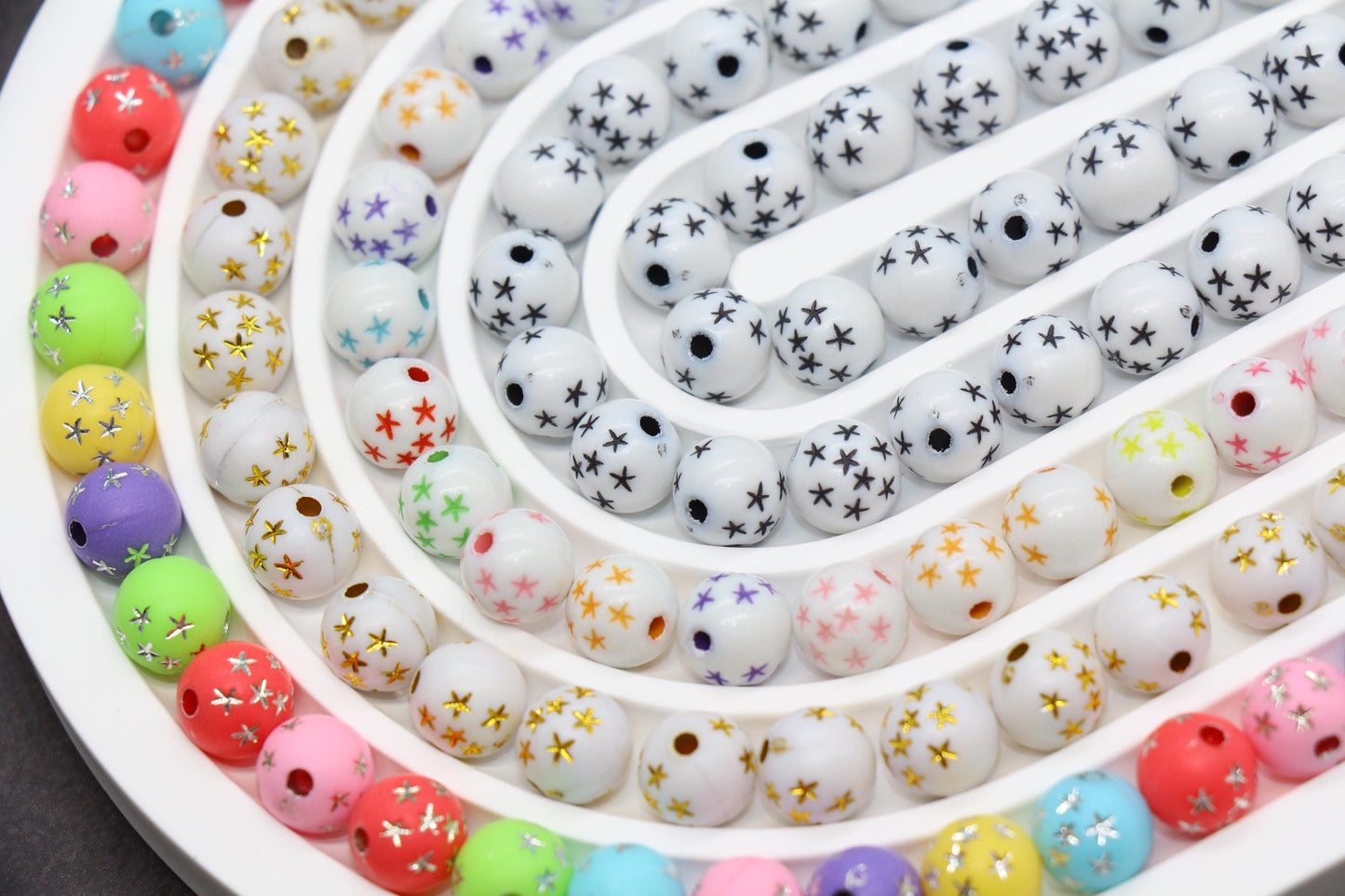 Star Beads, Silver Star Beads, Gold Star Beads, Plastic Gumball Beads, Bubblegum Beads, Chunky Beads