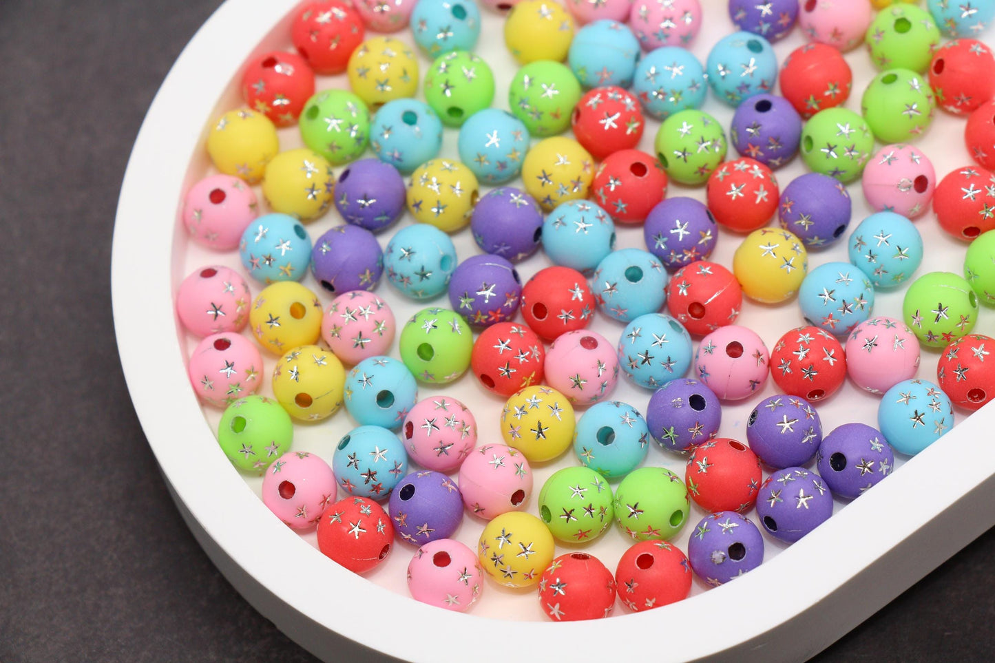 Star Beads, Silver Star Beads, Gold Star Beads, Plastic Gumball Beads, Bubblegum Beads, Chunky Beads