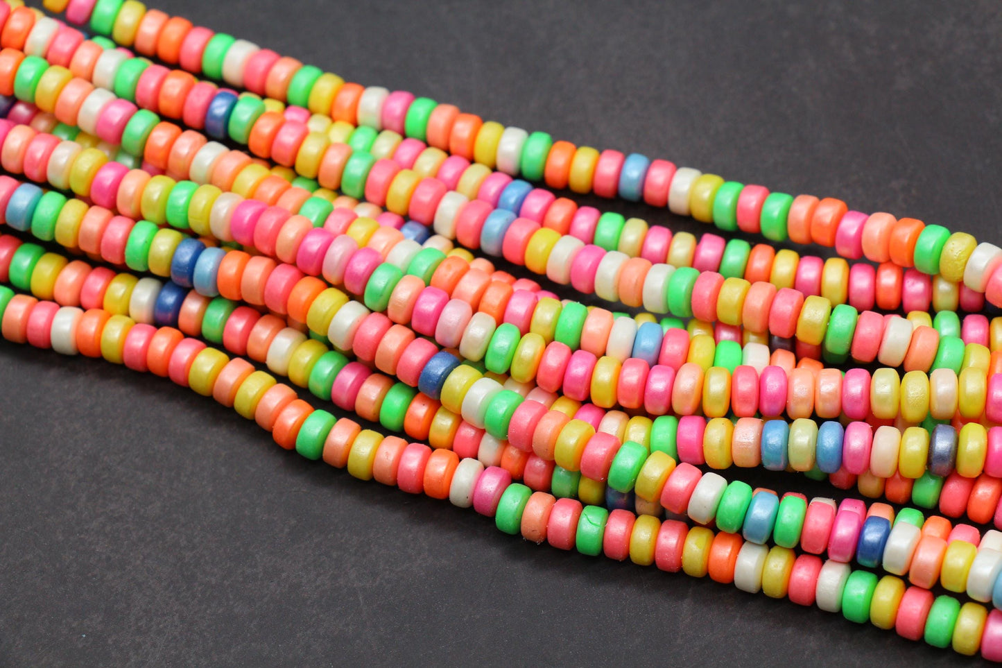 6mm Shimmer Chunky Polymer Clay Beads, Shinny Mix Heishi Spacer Beads, Polymer Clay Rondell Beads, Heishi Spacer Beads #486