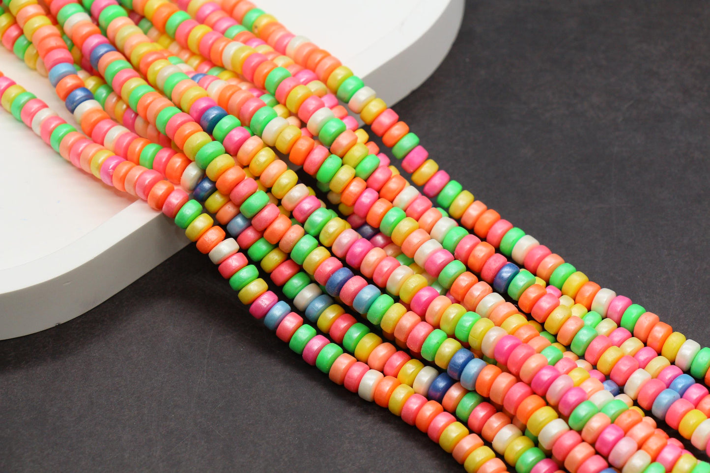 6mm Shimmer Chunky Polymer Clay Beads, Shinny Mix Heishi Spacer Beads, Polymer Clay Rondell Beads, Heishi Spacer Beads #486