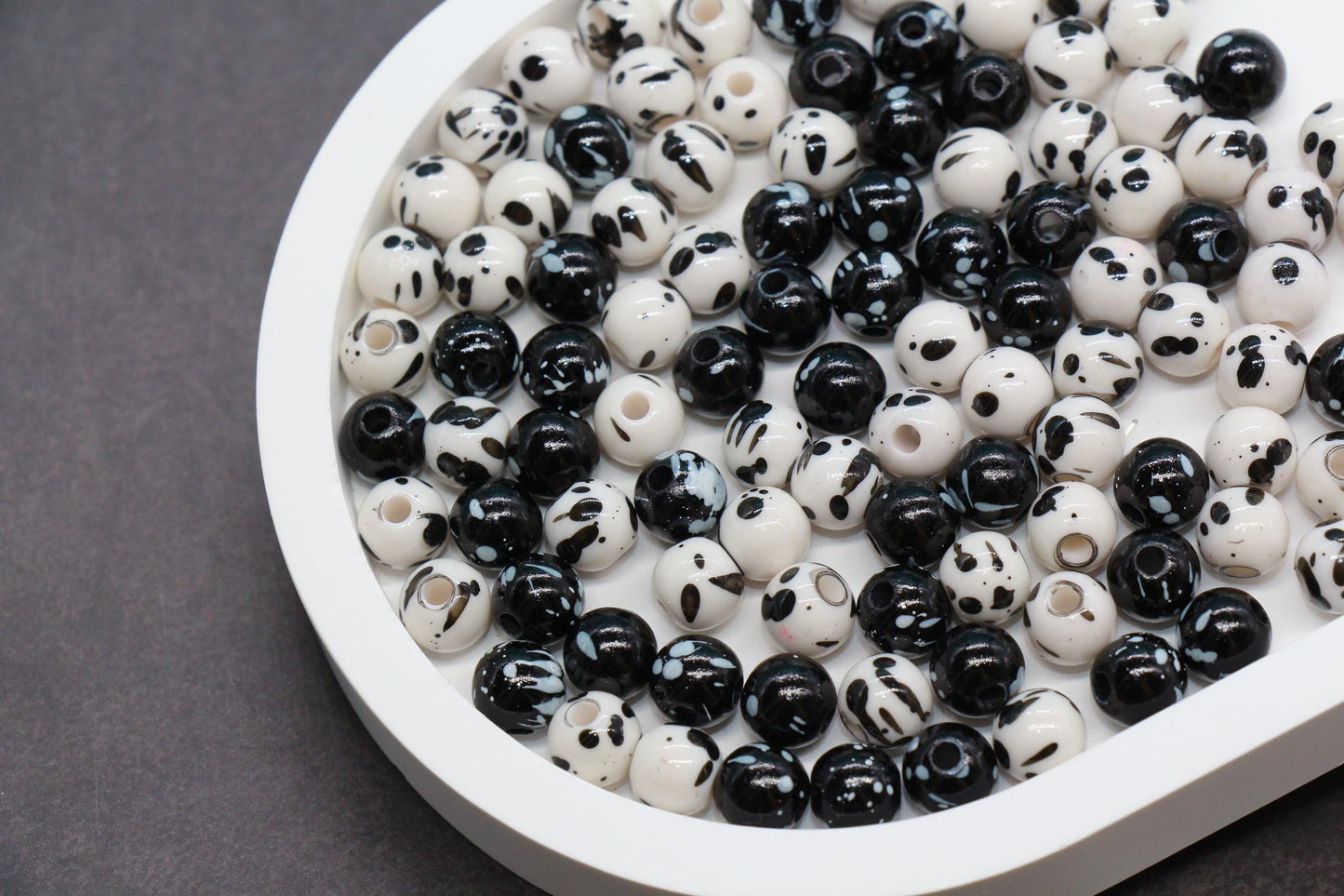 8mm Splatter Beads, Chunky Bubblegum Beads for Jewelry Making, DIY Bead Supplies, Craft Beads for Bracelets, Necklaces