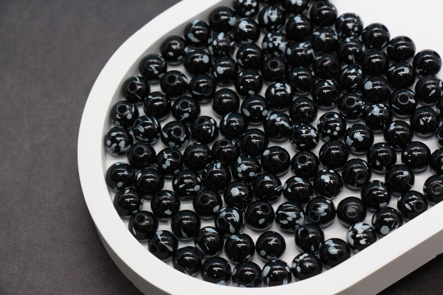 8mm Splatter Beads, Chunky Bubblegum Beads for Jewelry Making, DIY Bead Supplies, Craft Beads for Bracelets, Necklaces