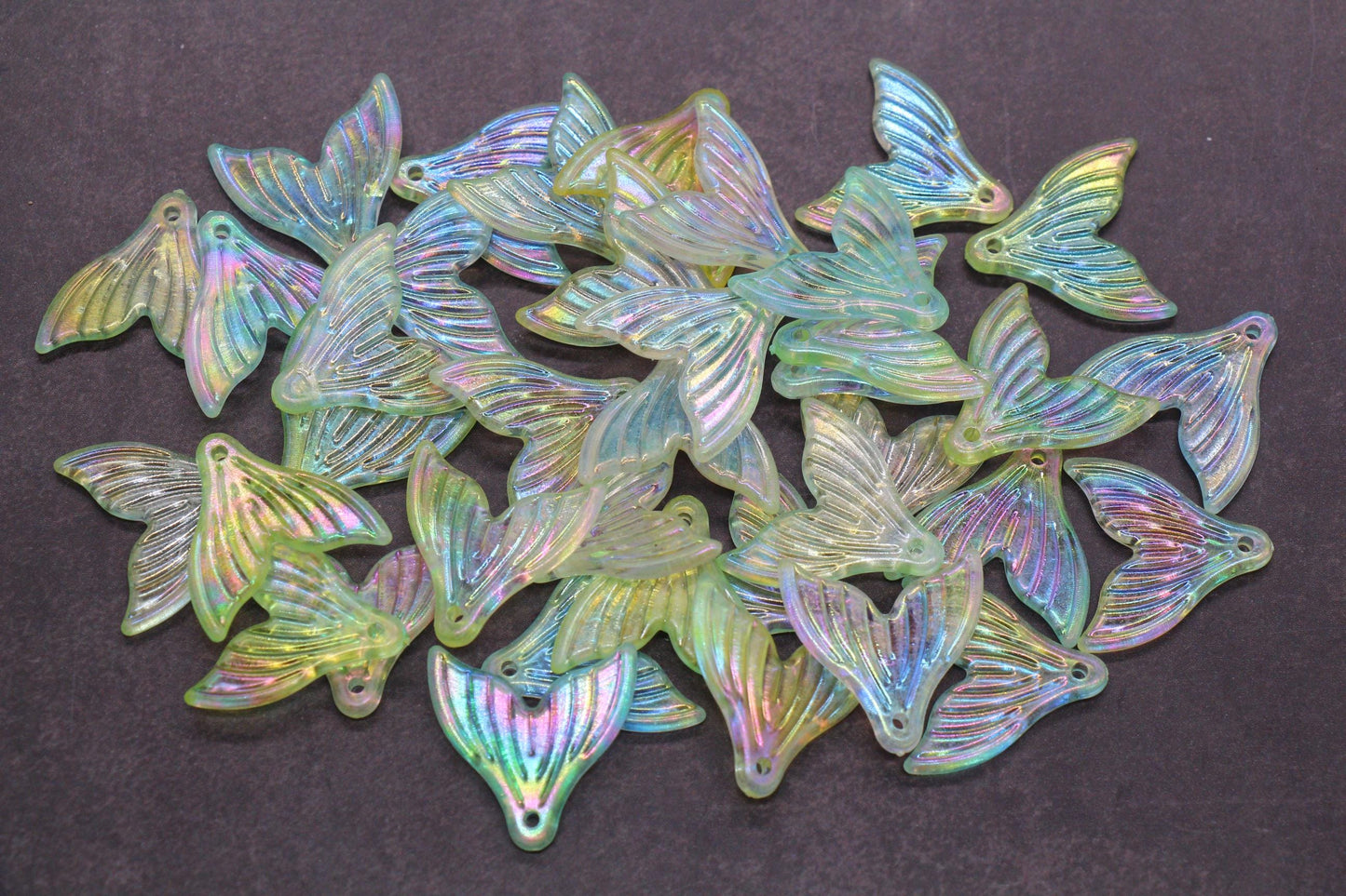 Mermaid tail acrylic bead with AB finish – ocean-inspired craft bead
