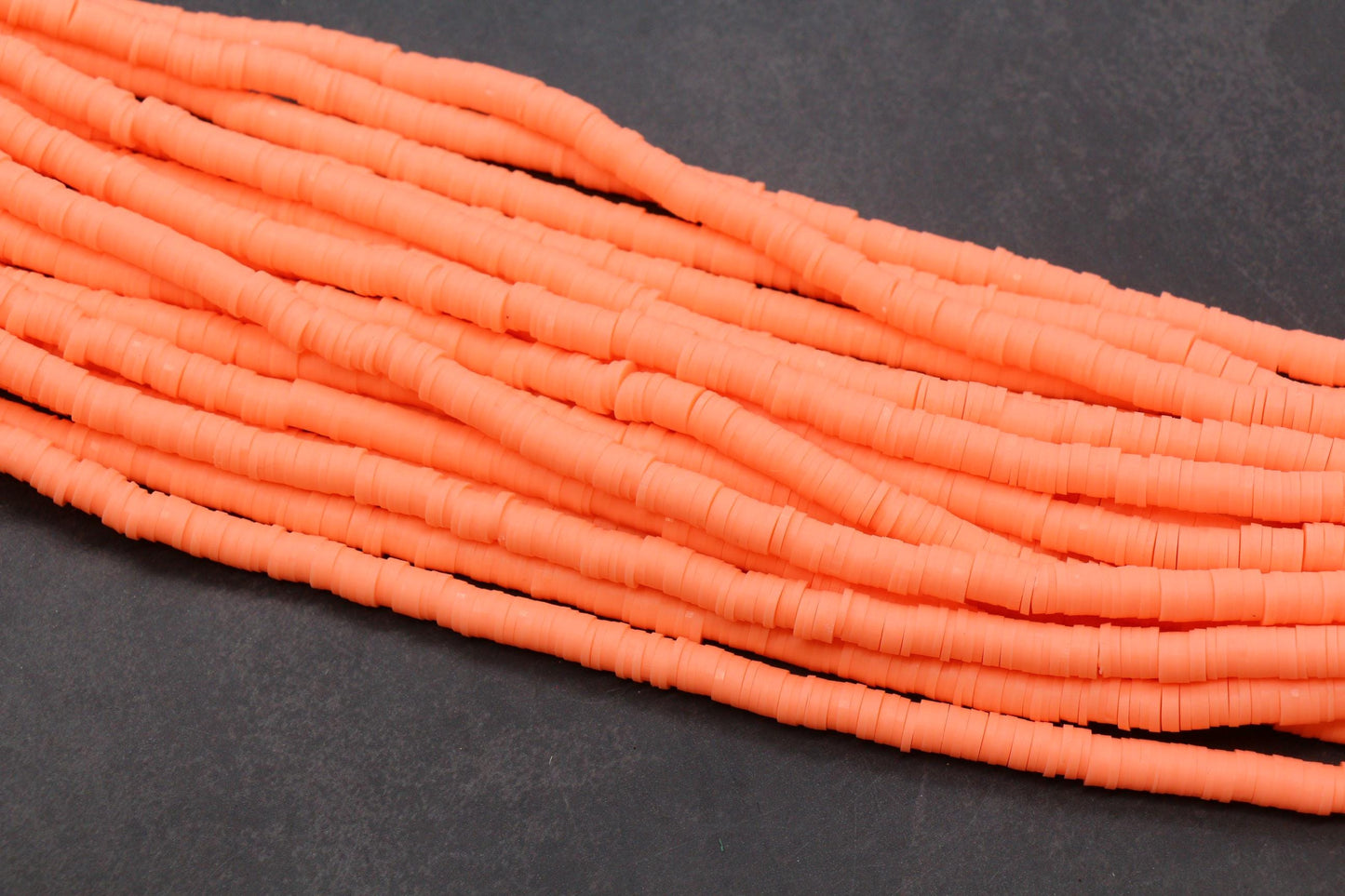 6mm Salmon Heishi Beads, Polymer Clay Disc Beads, African Disc Beads, Vinyl Heishi, Bracelet Clay Beads, Full Strand #618