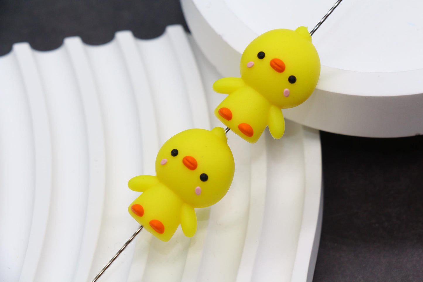 3D Duck Silicone Beads, Yellow Duck Focal Beads, Animal Beads, Chunky Beads, Silicone Loose Beads #968