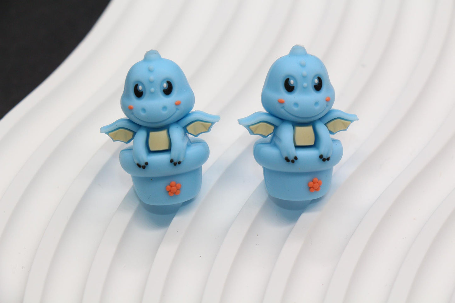 3D Dragon Silicone Beads, Blue Dragon Focal Beads, Chunky Beads, Silicone Loose Beads #969