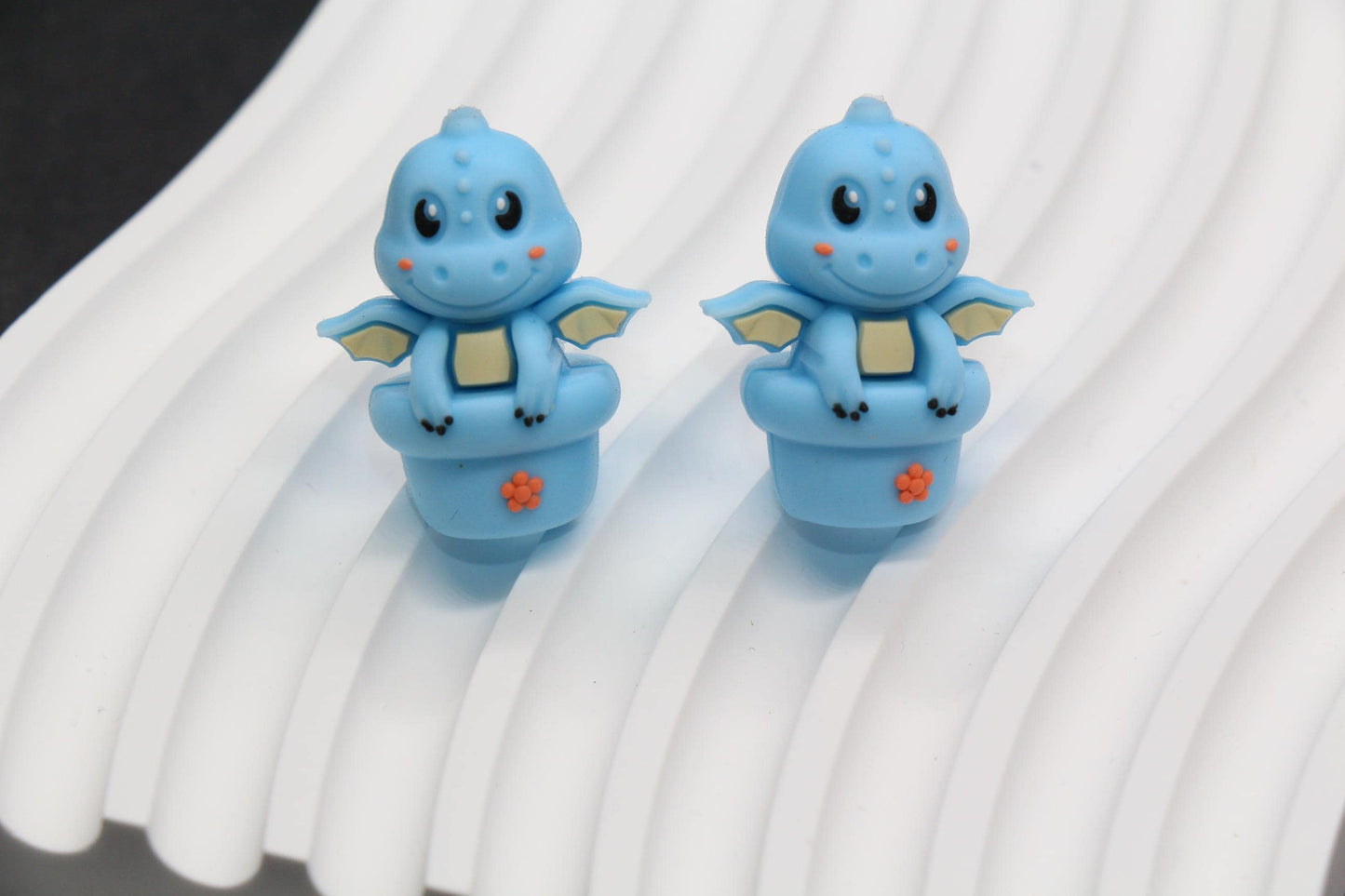 3D Dragon Silicone Beads, Blue Dragon Focal Beads, Chunky Beads, Silicone Loose Beads #969