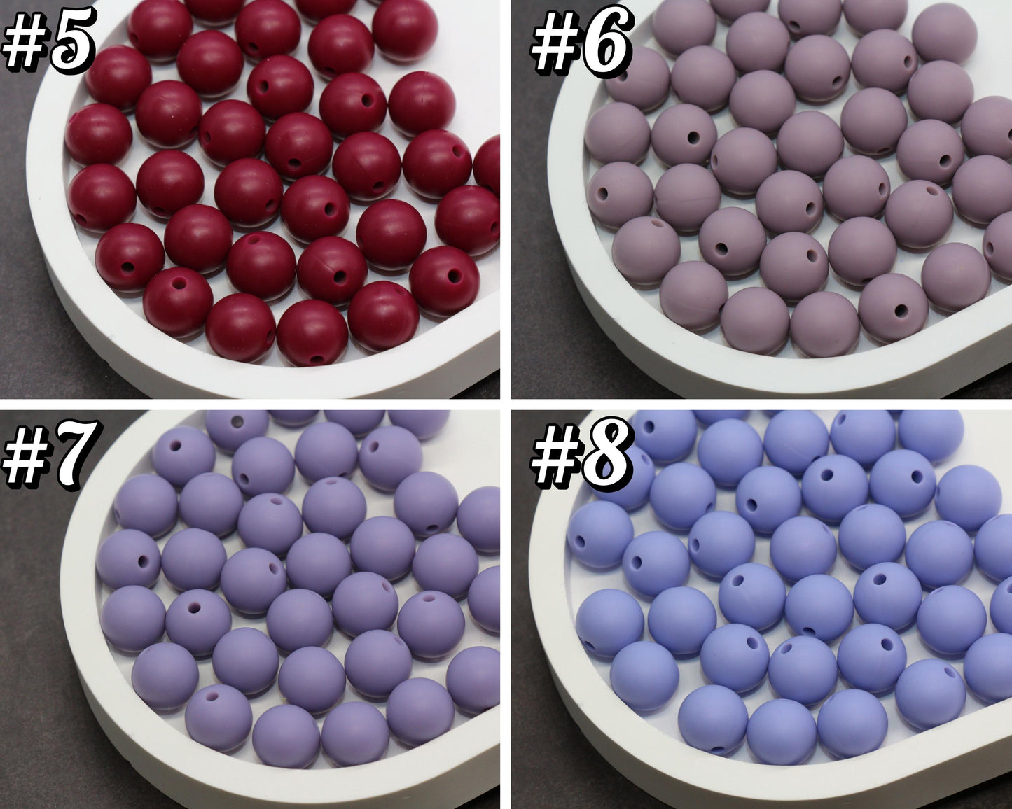 12mm Purple Silicone Beads, Round Bubblegum Beads for Bracelets, Beads for Pens, Non-Toxic Food Grade, Craft Supplies, Gift for Her