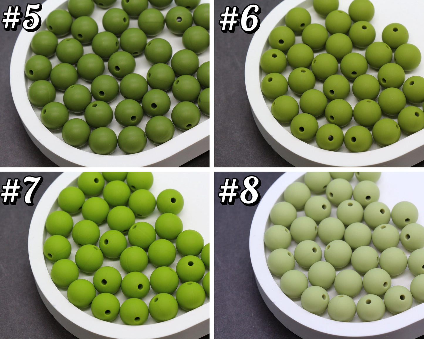 12mm Green Silicone Beads, Round Bubblegum Beads for Bracelets, Beads for Pens, Non-Toxic Food Grade, Craft Supplies, Gift for Her