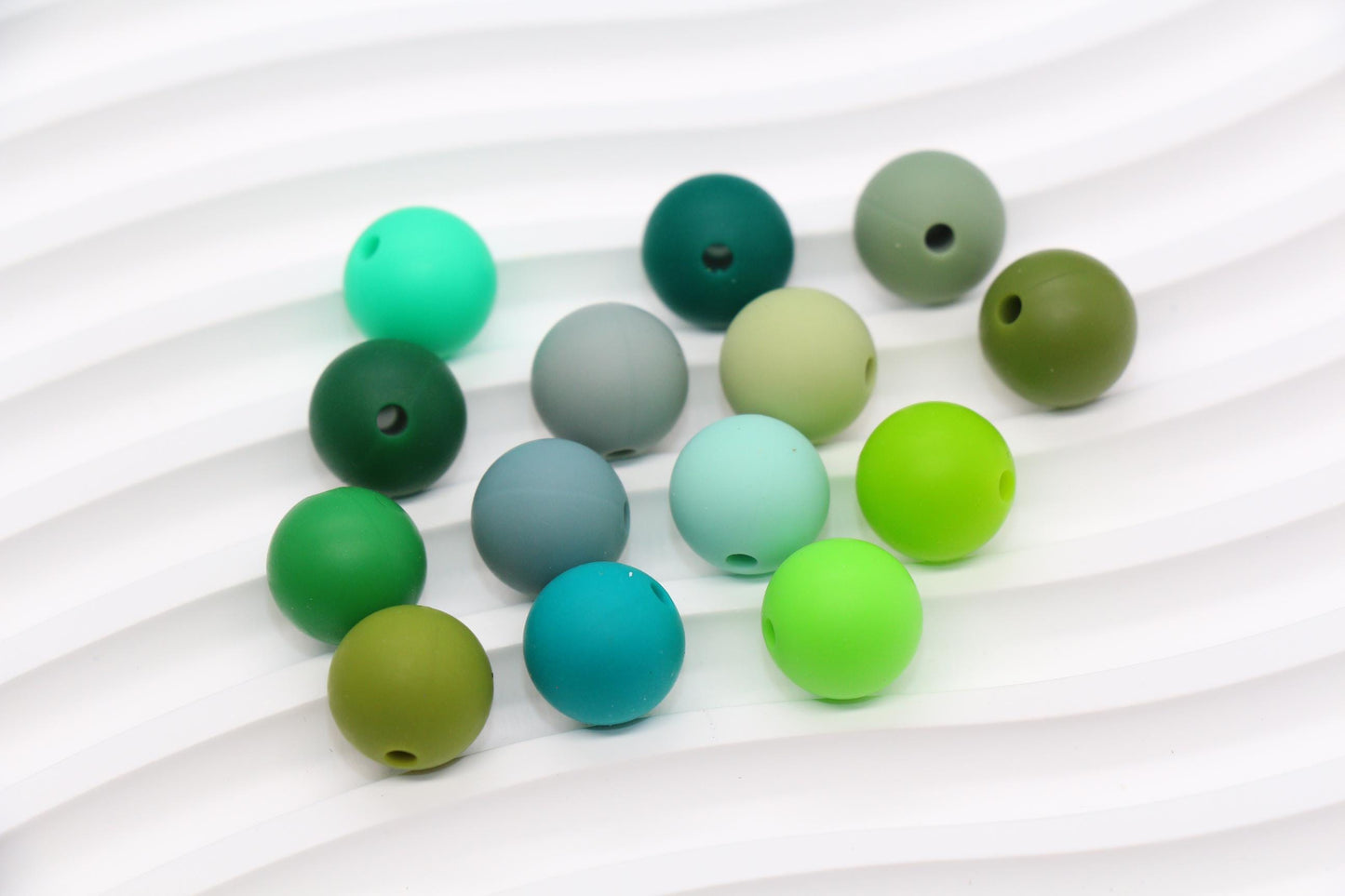 12mm Green Silicone Beads, Round Bubblegum Beads for Bracelets, Beads for Pens, Non-Toxic Food Grade, Craft Supplies, Gift for Her