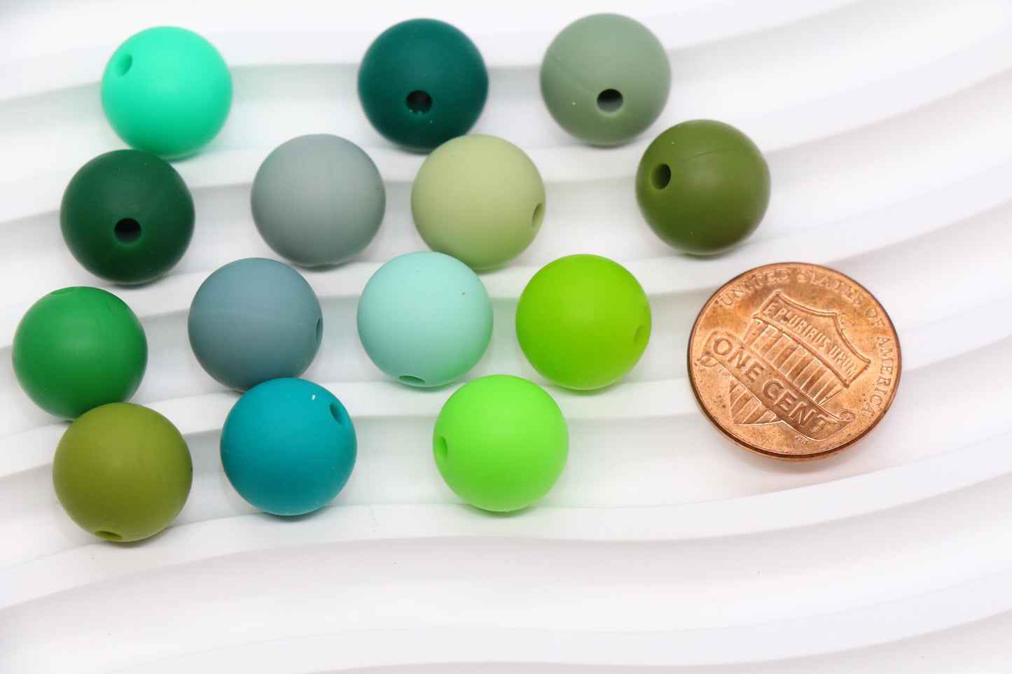 12mm Green Silicone Beads, Round Bubblegum Beads for Bracelets, Beads for Pens, Non-Toxic Food Grade, Craft Supplies, Gift for Her