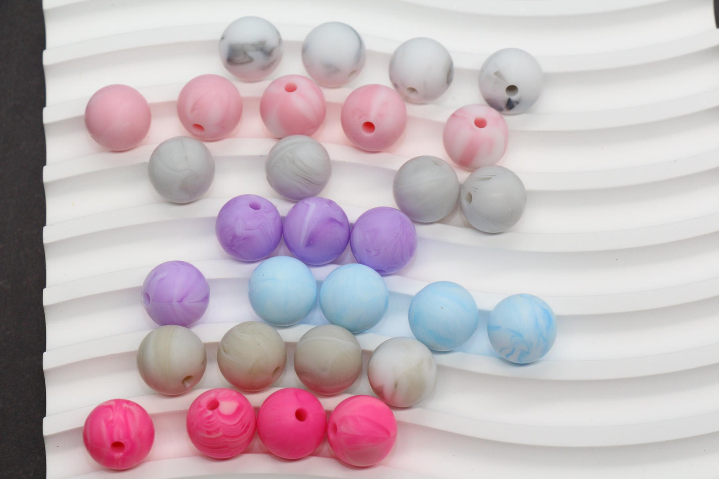 12mm Marble Silicone Beads, Round Bubblegum Beads for Bracelets, Beads for Pens, Non-Toxic Food Grade, Craft Supplies, Gift for Her
