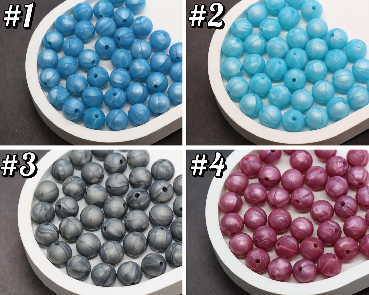 12mm Metallic Silicone Beads, Round Bubblegum Beads for Bracelets, Beads for Pens, Non-Toxic Food Grade, Craft Supplies, Gift for Her