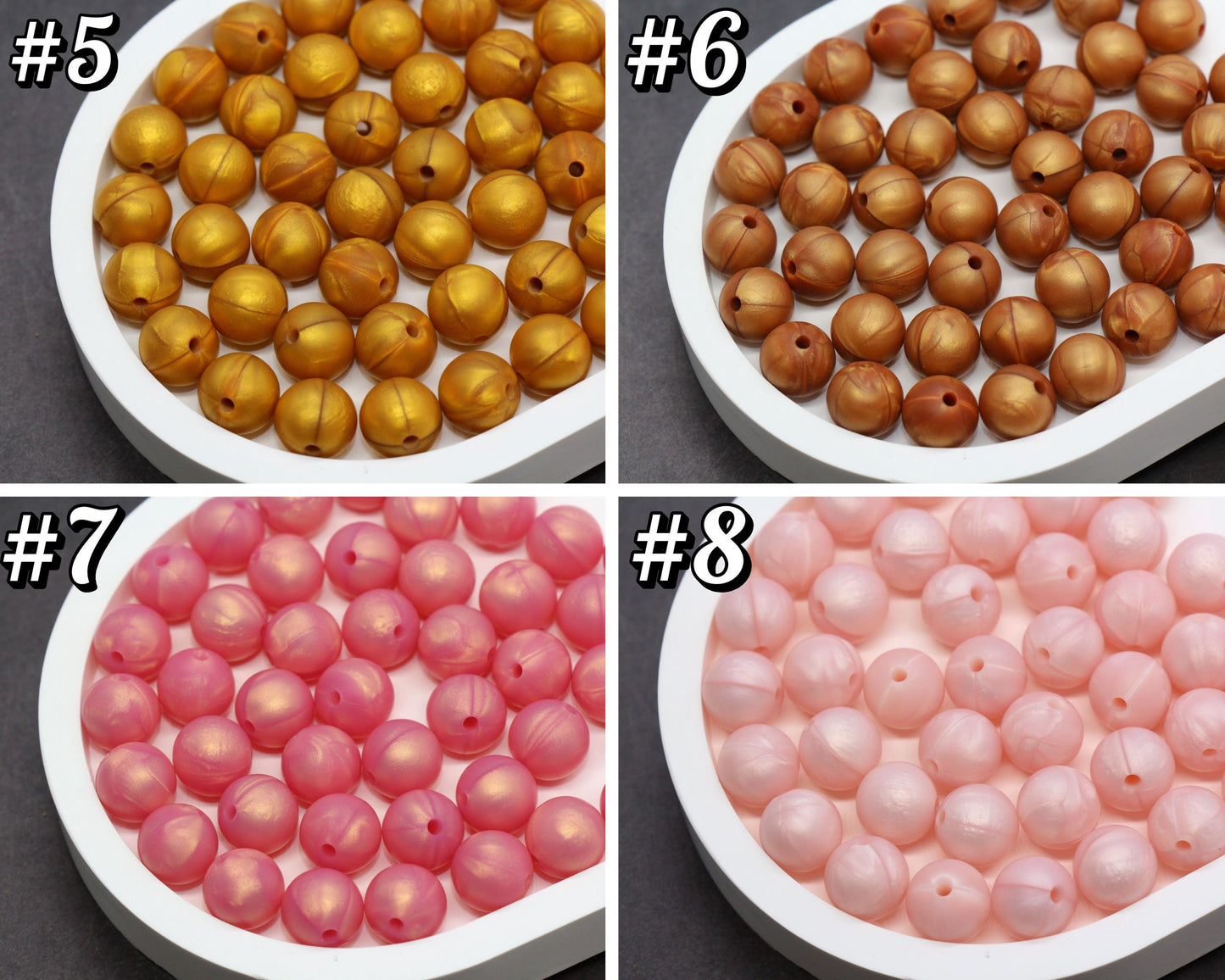12mm Metallic Silicone Beads, Round Bubblegum Beads for Bracelets, Beads for Pens, Non-Toxic Food Grade, Craft Supplies, Gift for Her