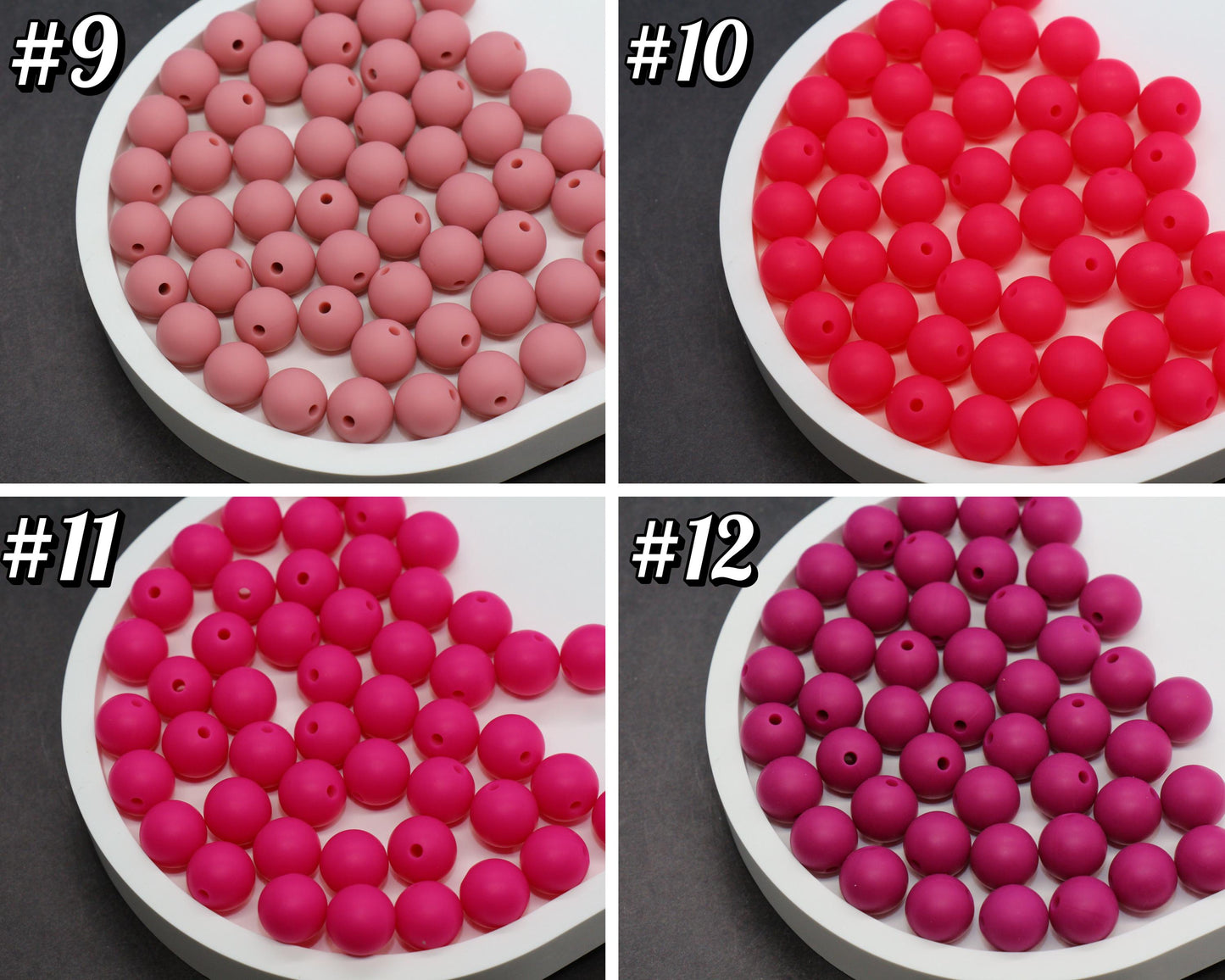 12mm Pink Silicone Beads, Round Bubblegum Beads for Bracelets, Beads for Pens, Non-Toxic Food Grade, Craft Supplies, Gift for Her