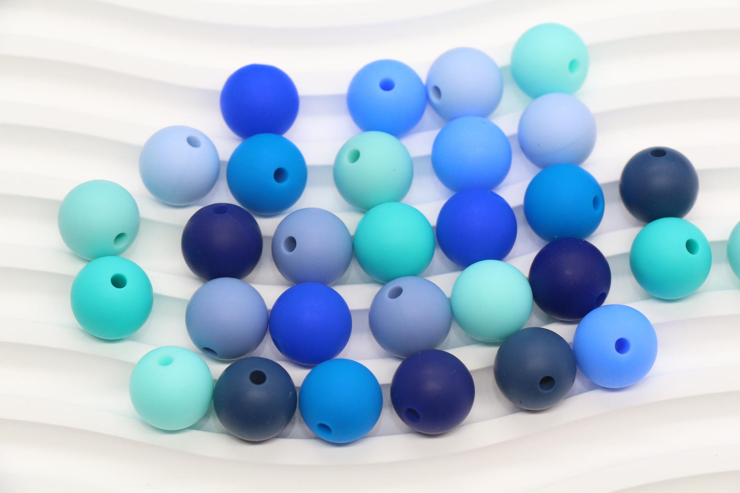 12mm Blue Silicone Beads, Round Bubblegum Beads for Bracelets, Beads for Pens, Non-Toxic Food Grade, Craft Supplies, Gift for Her