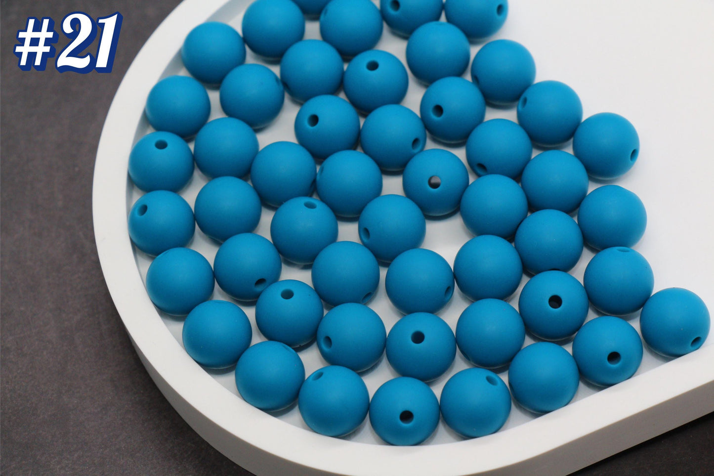 12mm Blue Silicone Beads, Round Bubblegum Beads for Bracelets, Beads for Pens, Non-Toxic Food Grade, Craft Supplies, Gift for Her