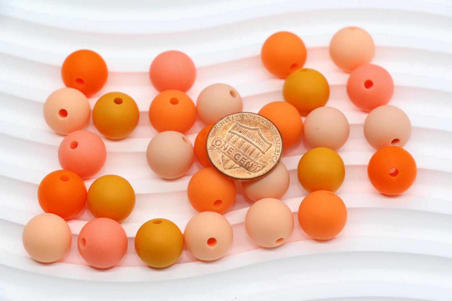 12mm Orange Silicone Beads, Round Bubblegum Beads for Bracelets, Beads for Pens, Non-Toxic Food Grade, Craft Supplies, Gift for Her