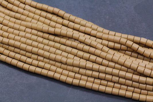 6mm Camel Tan Heishi Beads – Polymer Clay Tube Beads for Bracelet Making, Neutral Boho Beads for Jewelry DIY #62