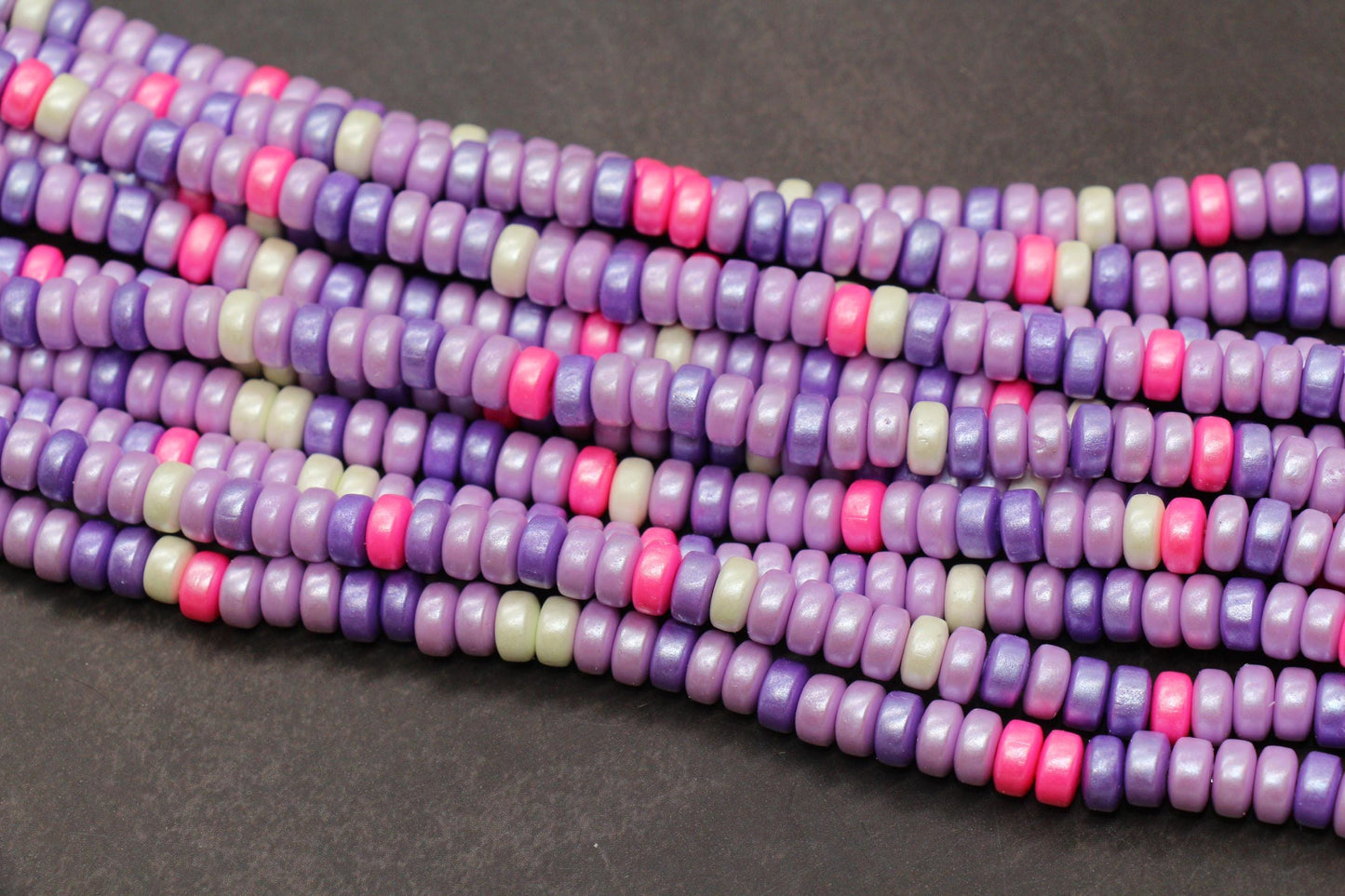 6mm Shimmer Chunky Polymer Clay Beads, Shinny Purple Mix Heishi Spacer Beads, Polymer Clay Rondell Beads, Heishi Spacer Beads #319