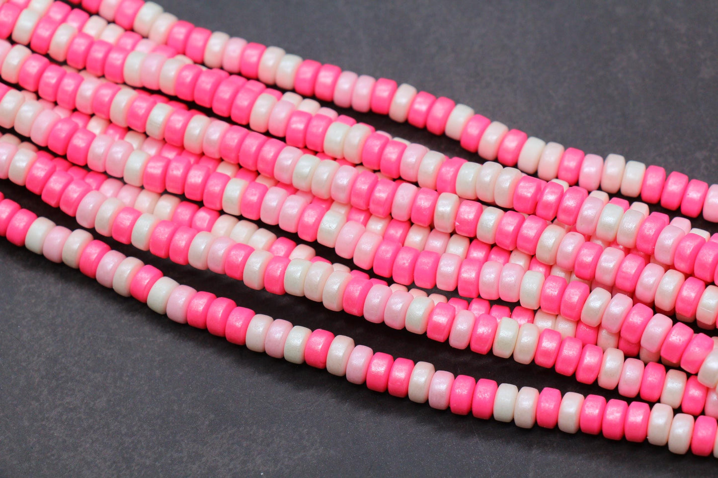 6mm Shimmer Chunky Polymer Clay Beads, Shinny Pink Mix Heishi Spacer Beads, Polymer Clay Rondell Beads, Heishi Spacer Beads #370