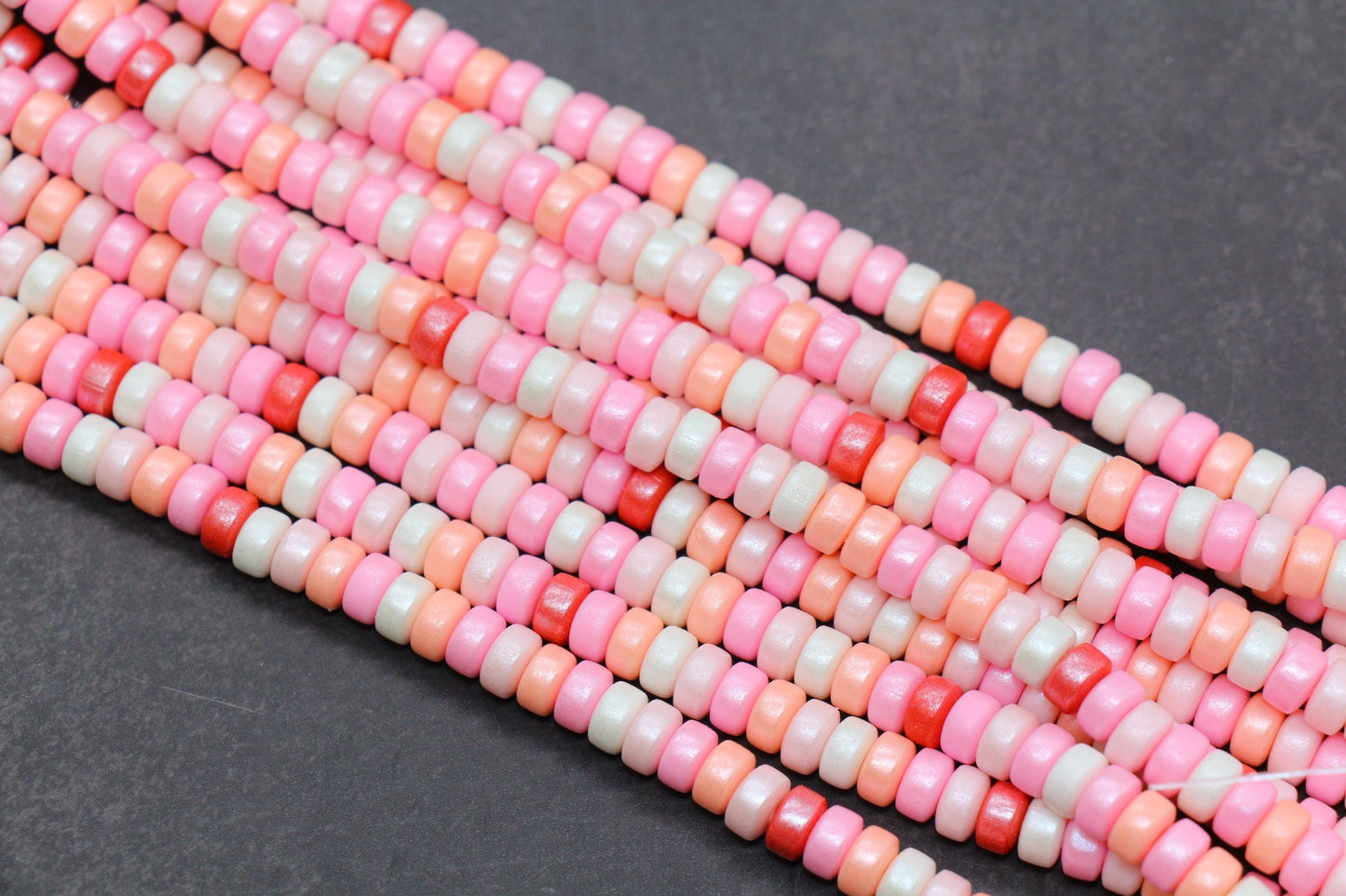 6mm Shimmer Chunky Polymer Clay Beads, Shinny Pink Mix Heishi Spacer Beads, Polymer Clay Rondell Beads, Heishi Spacer Beads #625