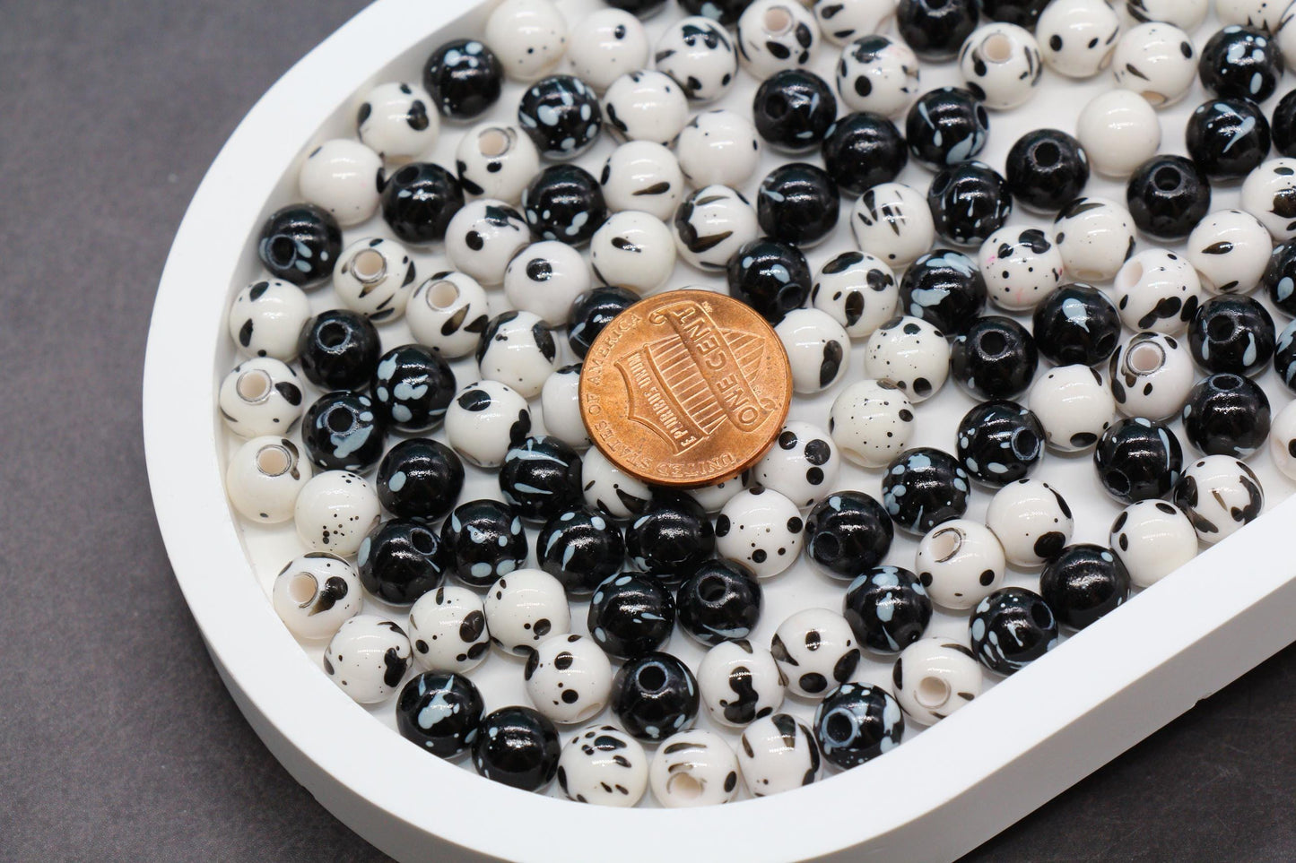 8mm Splatter Beads, Chunky Bubblegum Beads for Jewelry Making, DIY Bead Supplies, Craft Beads for Bracelets, Necklaces