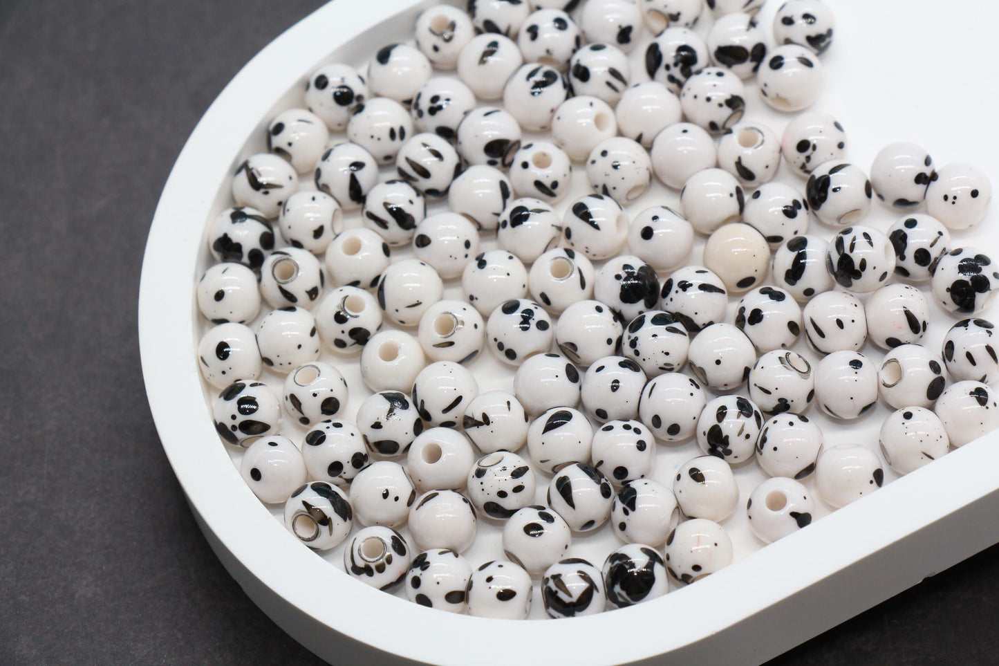 8mm Splatter Beads, Chunky Bubblegum Beads for Jewelry Making, DIY Bead Supplies, Craft Beads for Bracelets, Necklaces