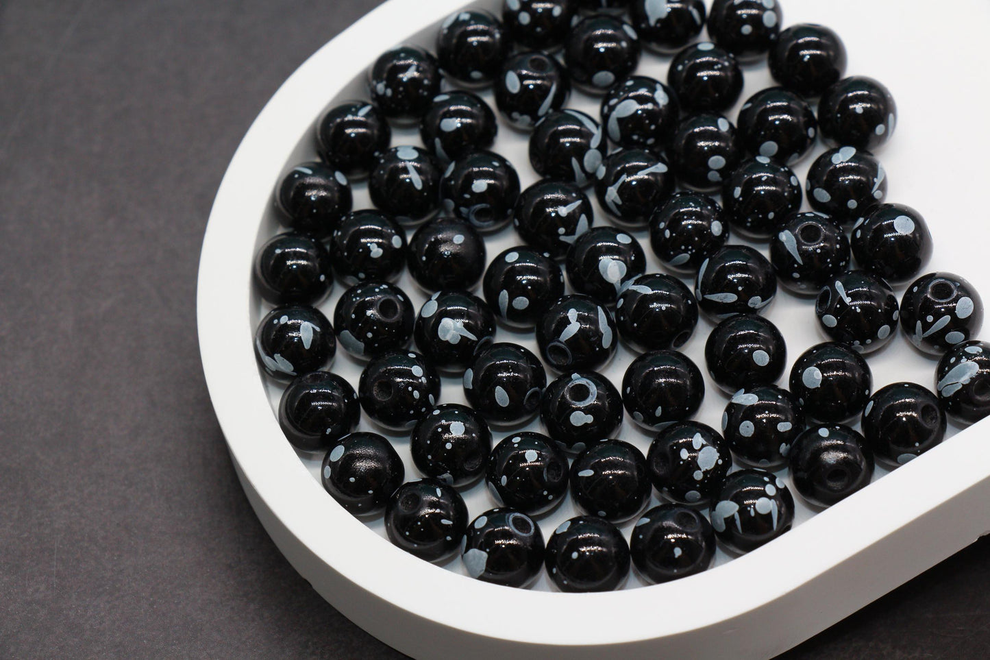 10mm Splatter Beads, Chunky Bubblegum Beads for Jewelry Making, DIY Bead Supplies, Craft Beads for Bracelets, Necklaces