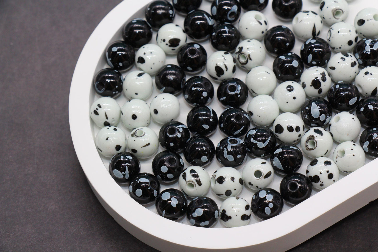 10mm Splatter Beads, Chunky Bubblegum Beads for Jewelry Making, DIY Bead Supplies, Craft Beads for Bracelets, Necklaces