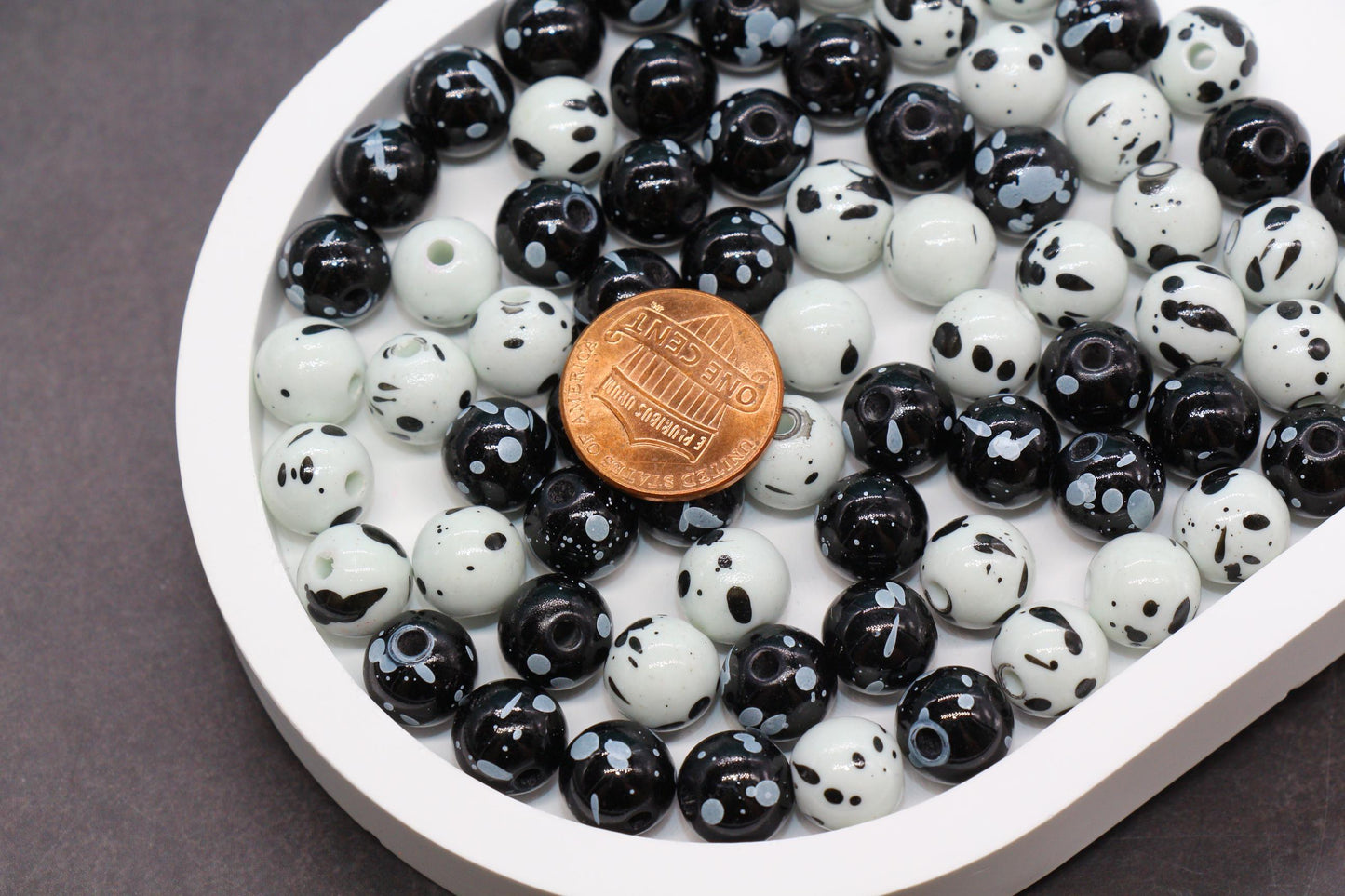 10mm Splatter Beads, Chunky Bubblegum Beads for Jewelry Making, DIY Bead Supplies, Craft Beads for Bracelets, Necklaces