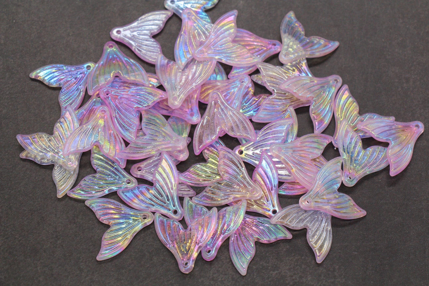 Mermaid tail acrylic bead with AB finish – ocean-inspired craft bead