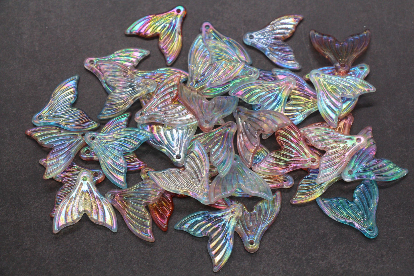 Mermaid tail acrylic bead with AB finish – ocean-inspired craft bead