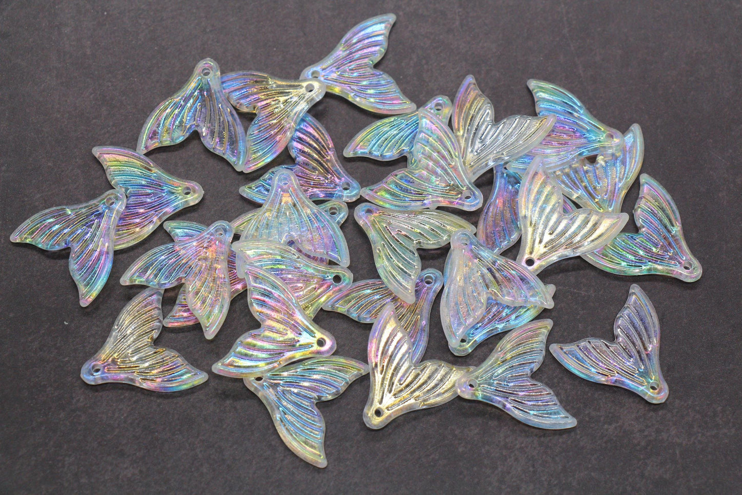 Mermaid tail acrylic bead with AB finish – ocean-inspired craft bead