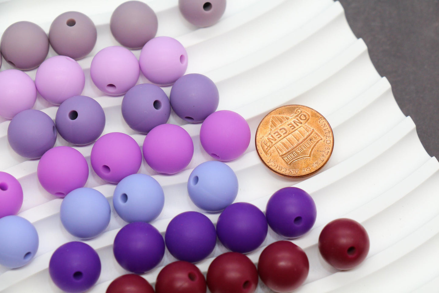 12mm Purple Silicone Beads, Round Bubblegum Beads for Bracelets, Beads for Pens, Non-Toxic Food Grade, Craft Supplies, Gift for Her